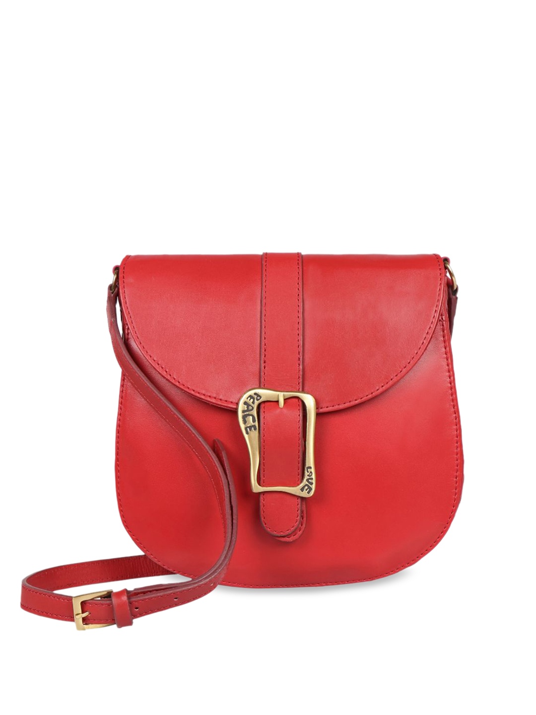 

Hidesign Red Leather Structured Sling Bag