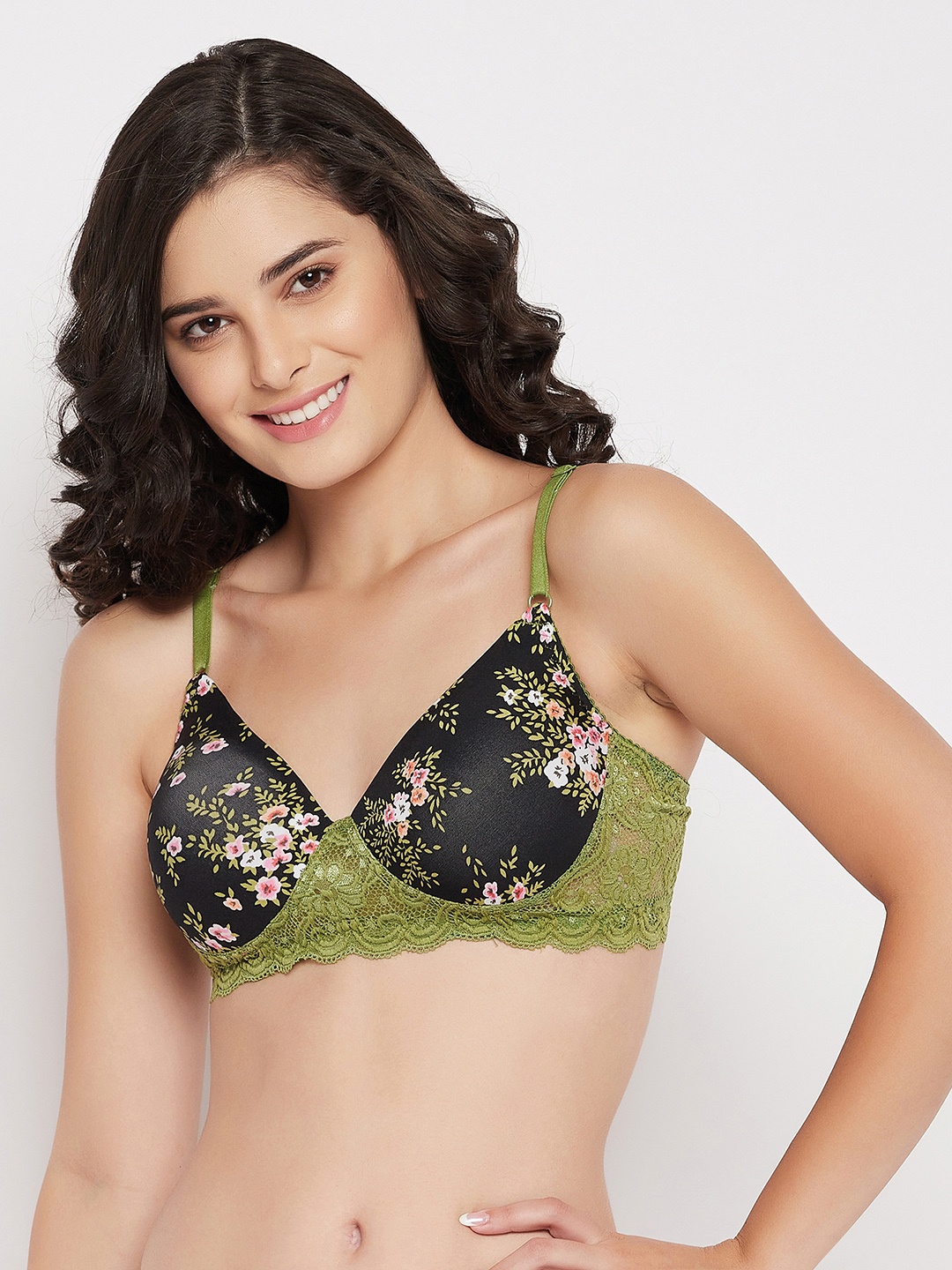 

Clovia Women Black Printed Non Wired Full Coverage T-shirt Bra