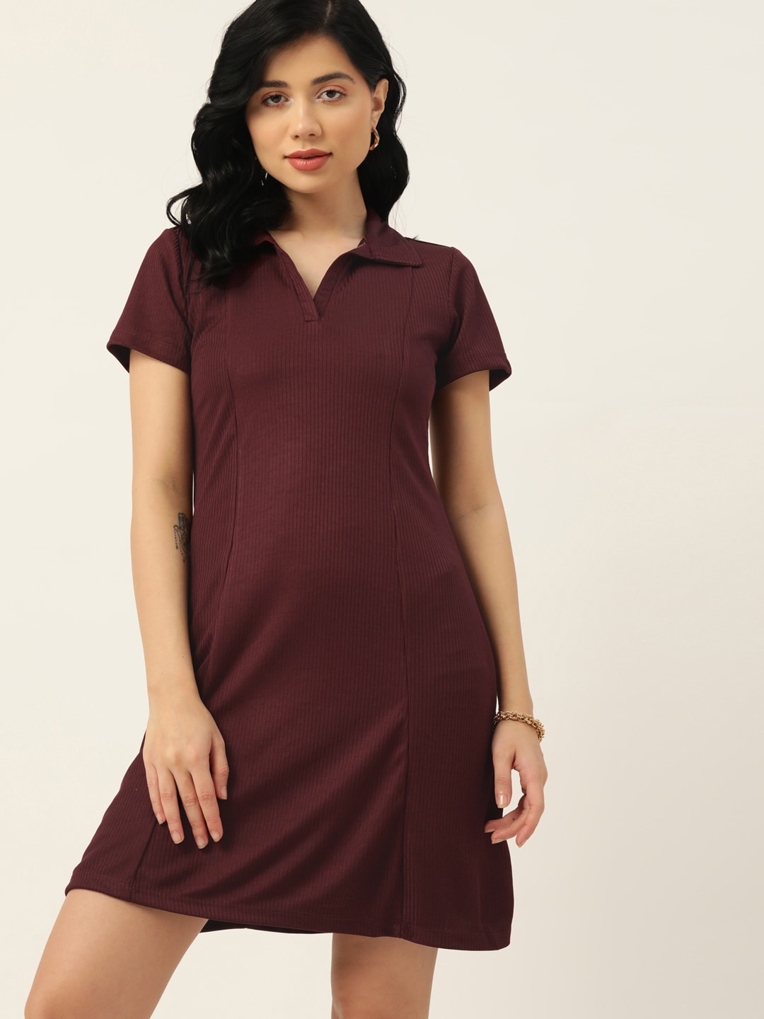 

DressBerry Burgundy Knitted Sheath Dress