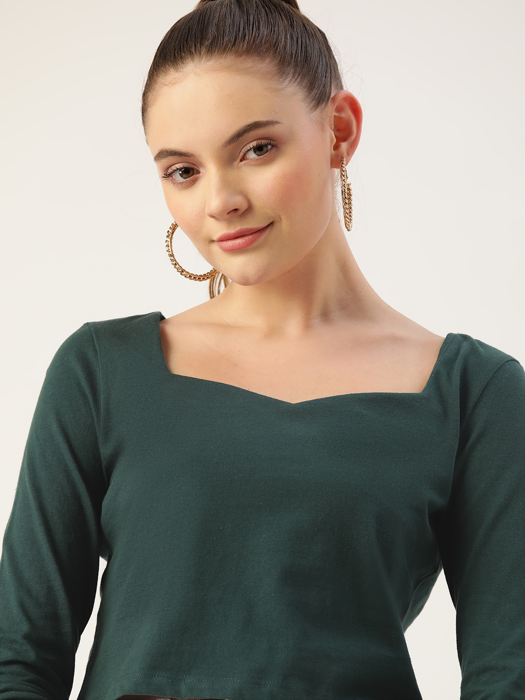

DressBerry Green Sweetheart Neck Top