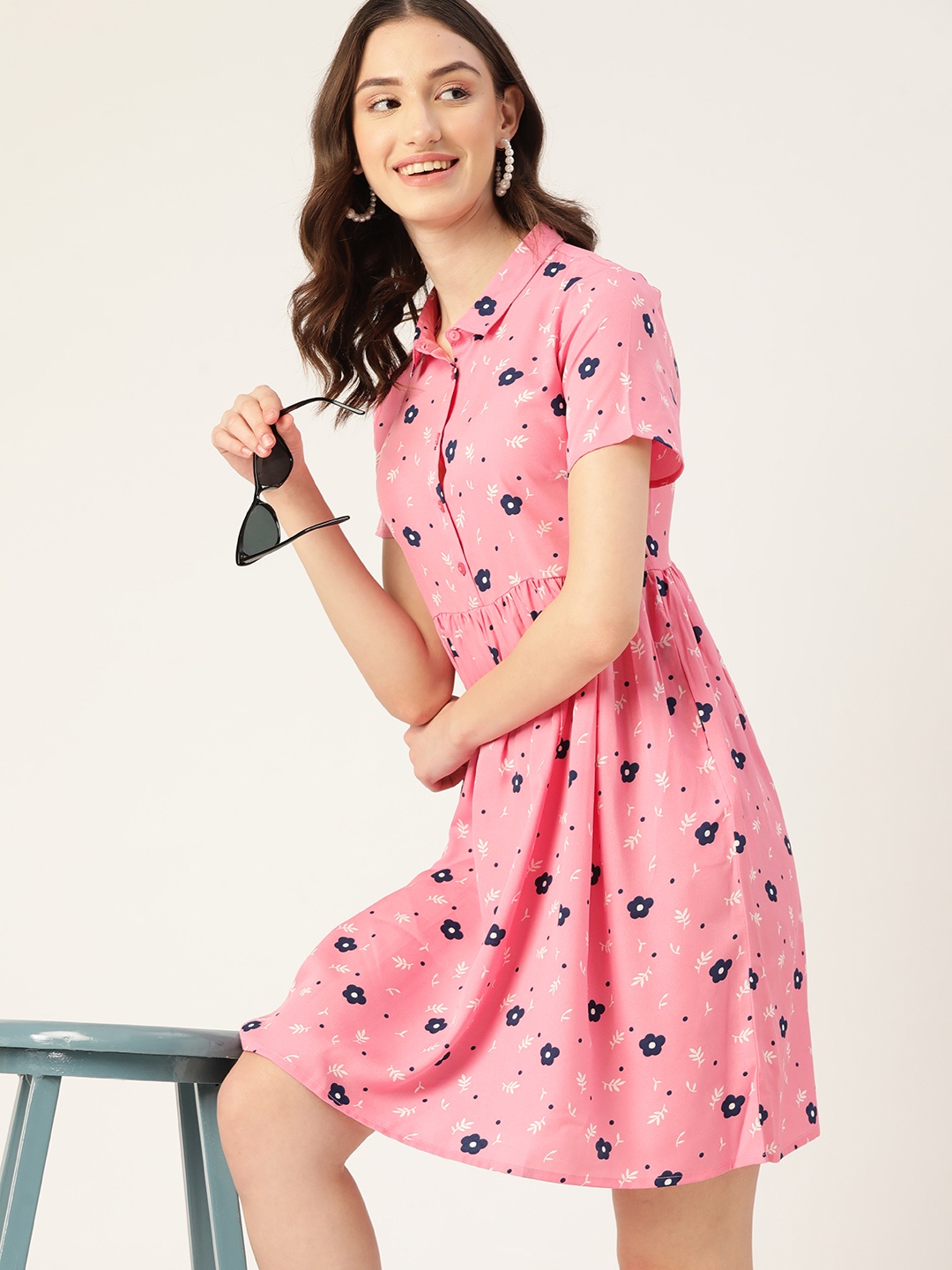 

DressBerry Floral A-Line Mini Dress, Pink