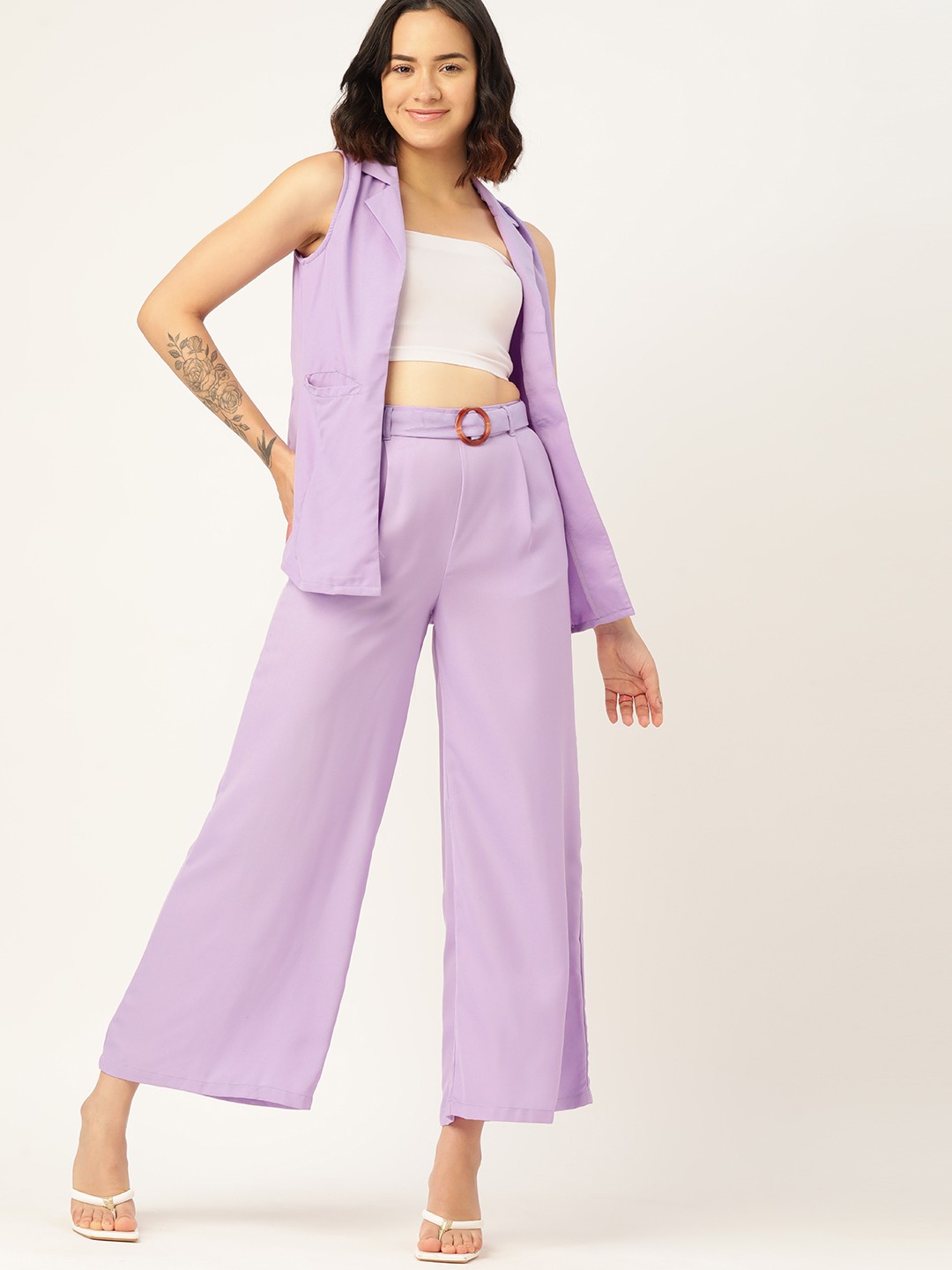 

DressBerry Wide Leg Co-Ords With Belt, Lavender