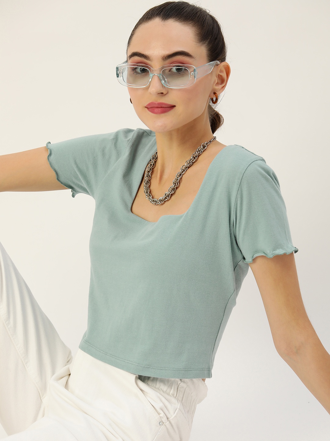 

DressBerry Blue Pure Cotton Solid Top