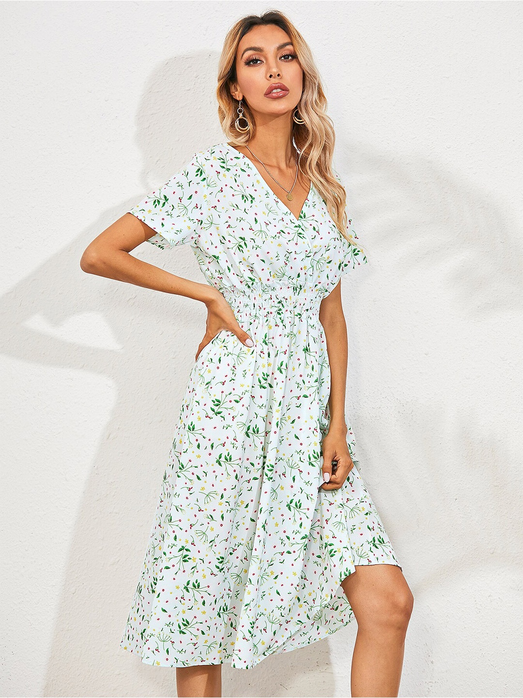 

BoStreet White Floral Printed Dress