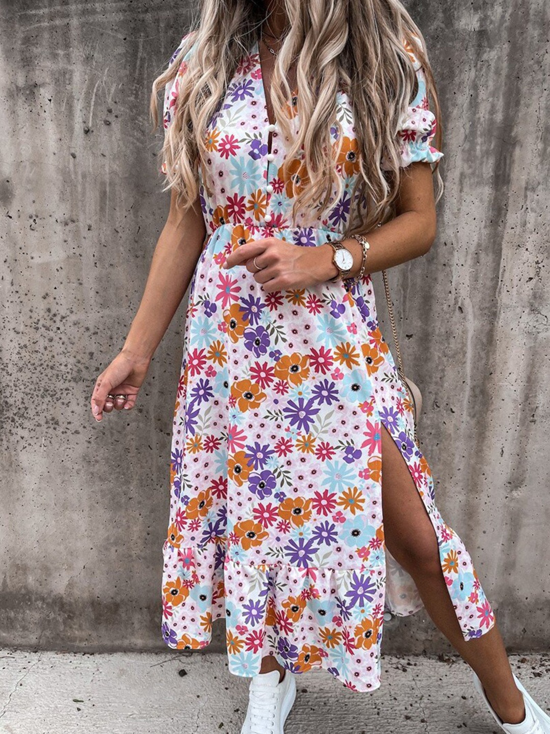 

BoStreet Multicoloured Floral A-Line Dress, Multi