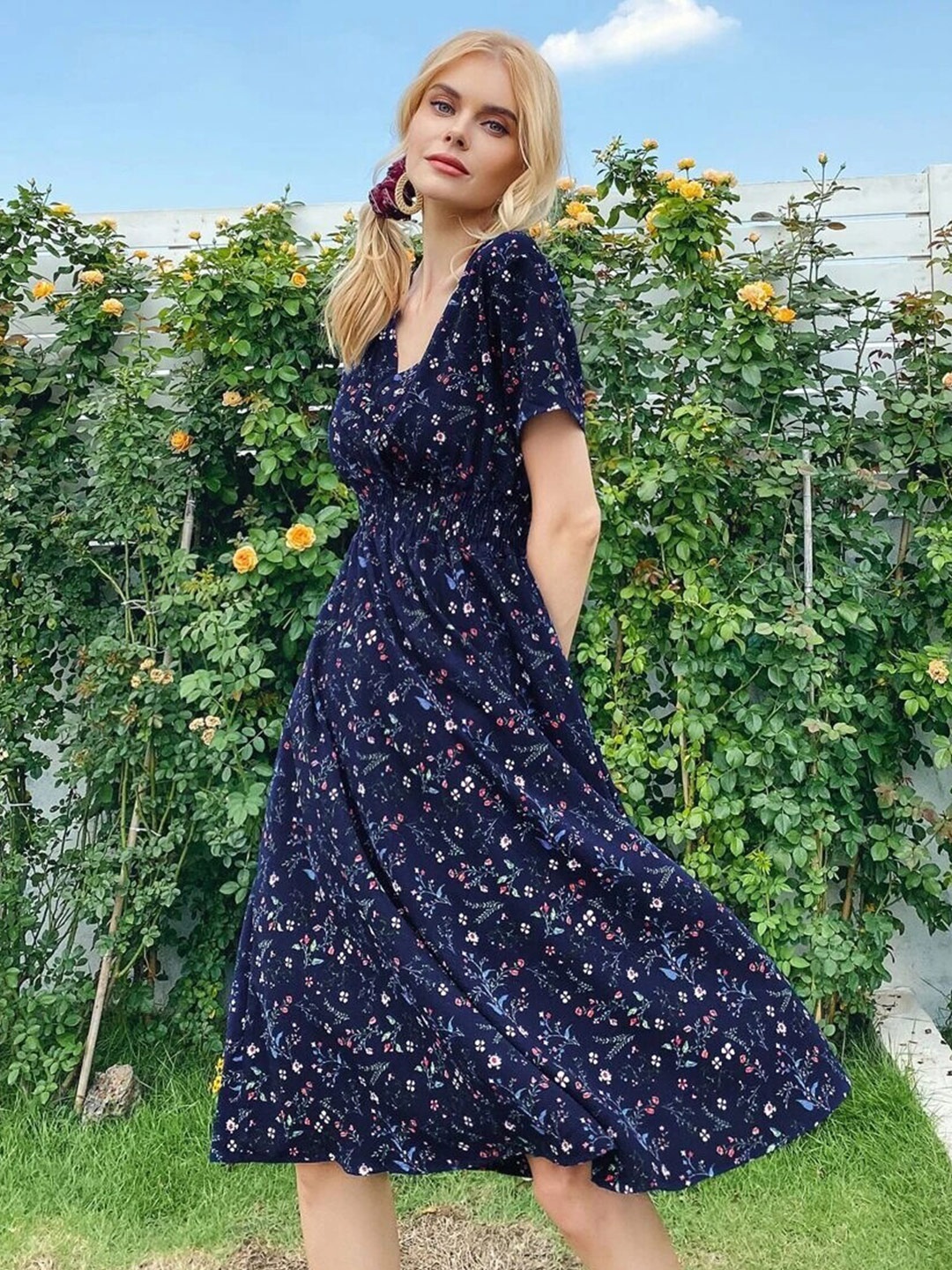 

StyleCast Blue Floral A-Line Dress