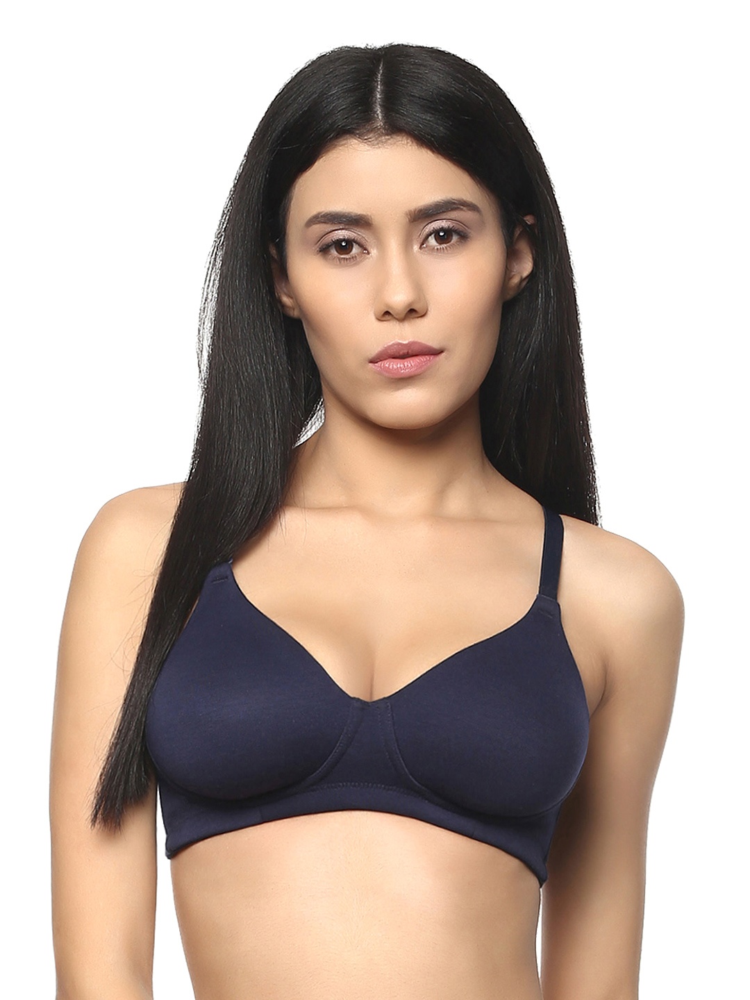 

Soie Navy Blue Solid Non-Padded T-shirt Bra CB-323NAVY with Detachable straps.