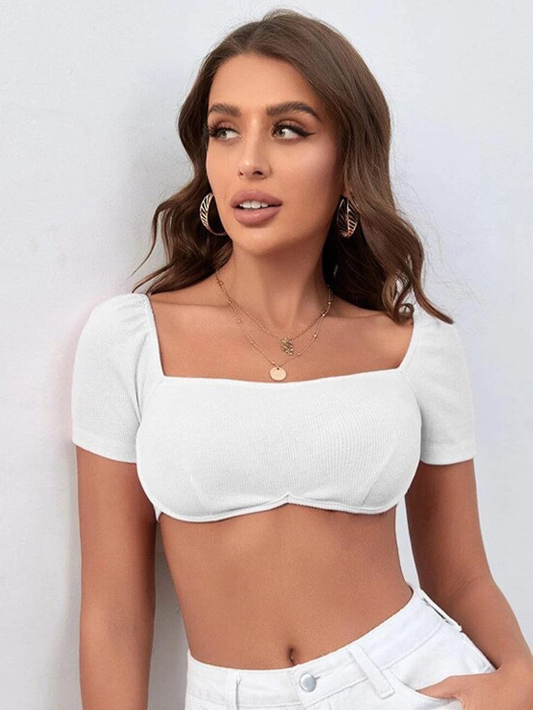 

StyleCast White Square Neck Crop Top