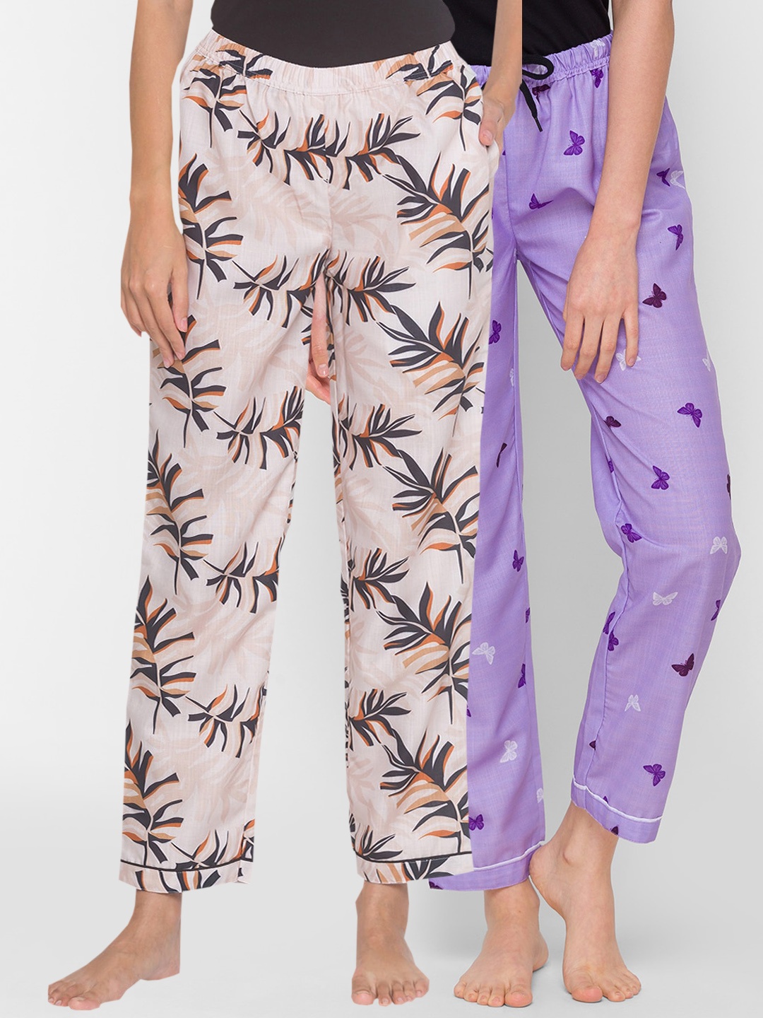 

FashionRackWomen Pack of 2 Multicolored Cotton Lounge Pants, Purple