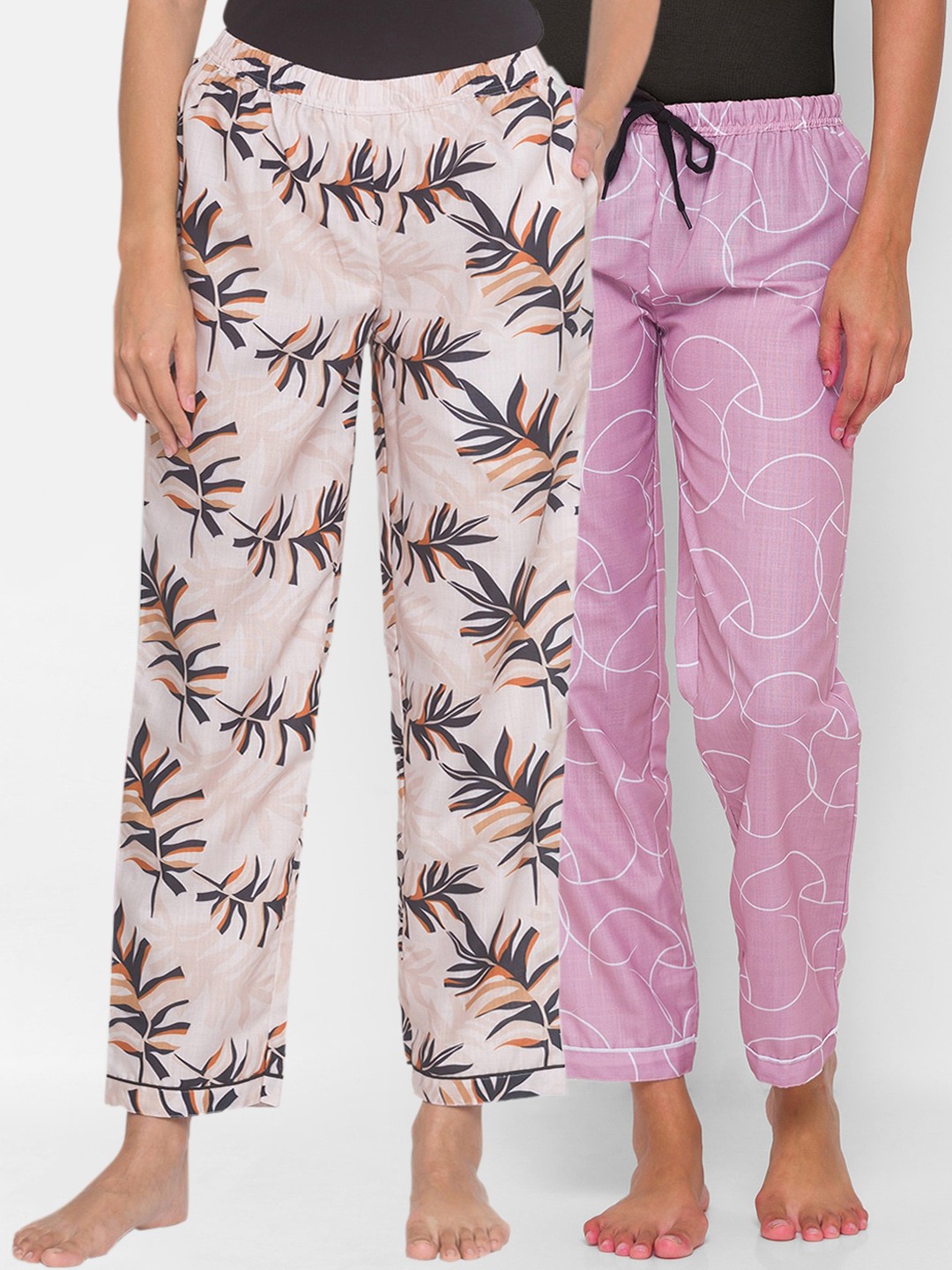 

FashionRack Women Set of 2 Cotton Lounge Pants, Peach