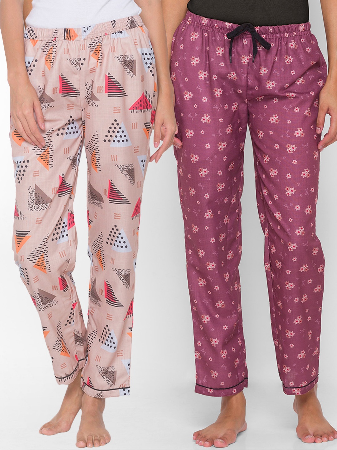 

FashionRack Women Pack of 2 Multicoloured Cotton Lounge Pants, Multi