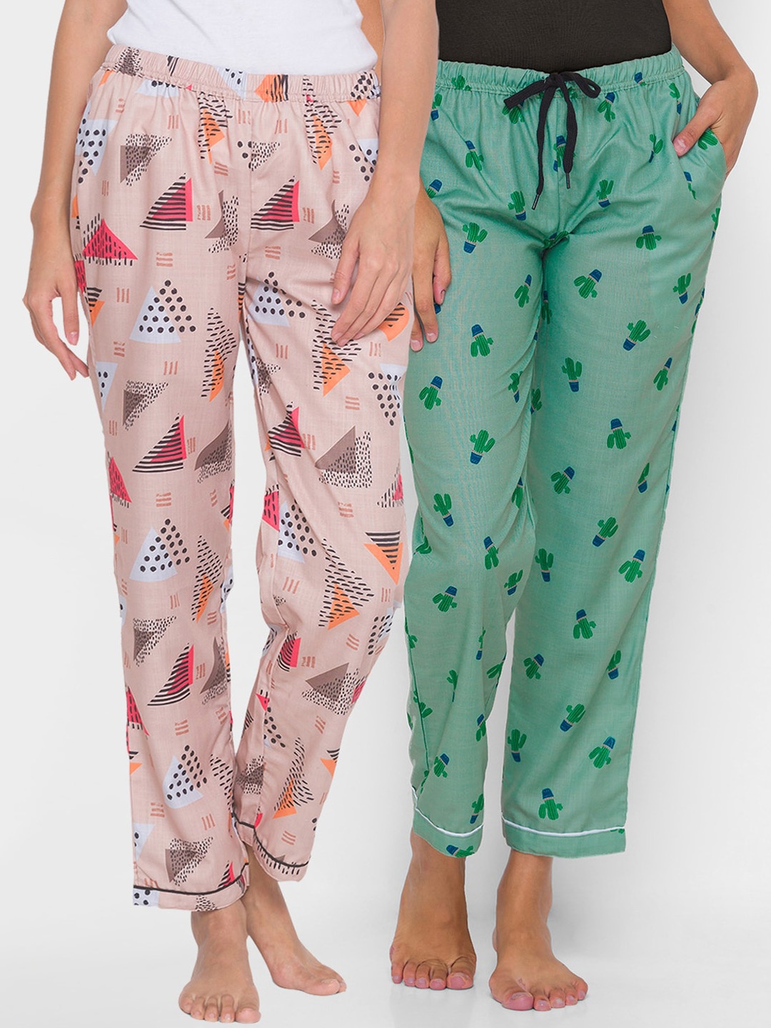 

FashionRack Women Set of 2 Cotton Lounge Pants, Peach