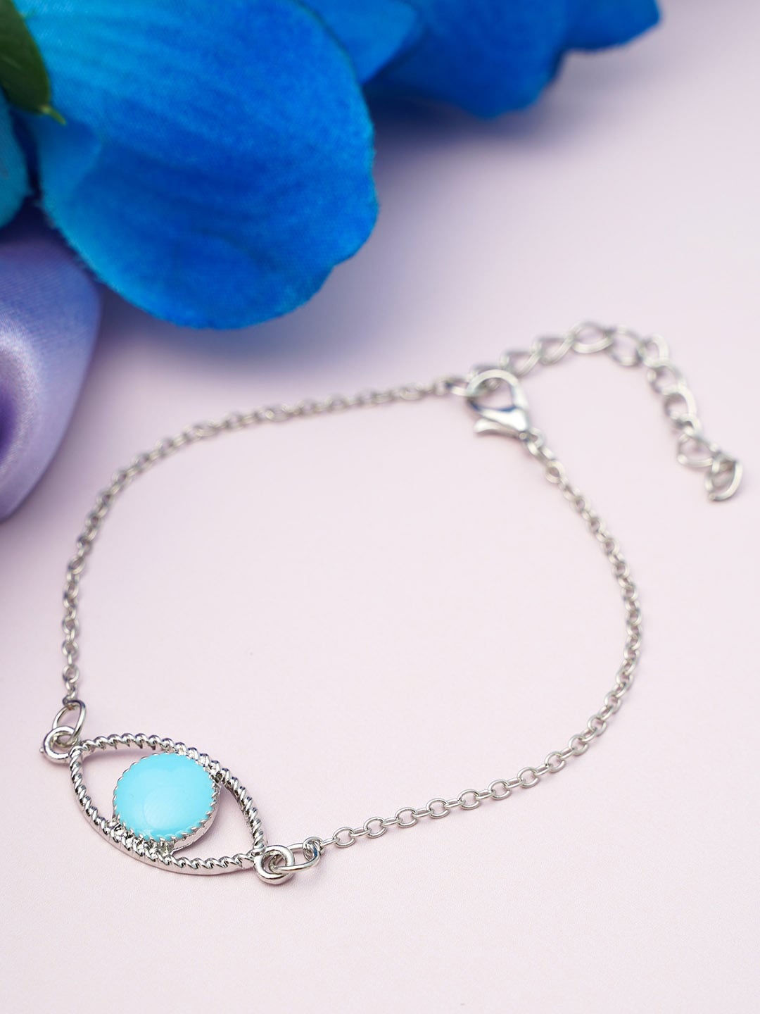 

Ferosh Women Silver-Toned & Blue Charm Bracelet