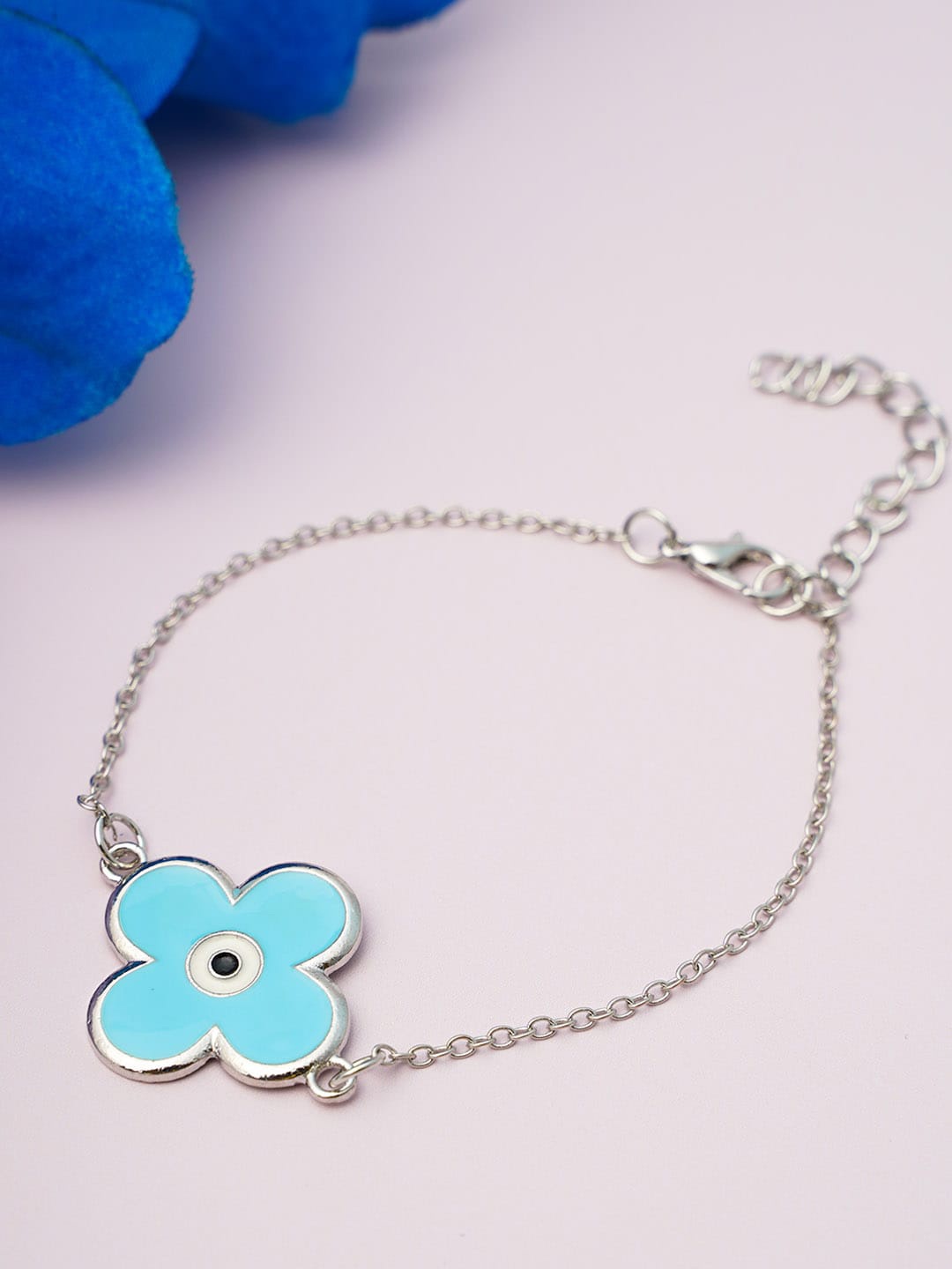 

Ferosh Women Silver-Toned & Blue Charm Bracelet