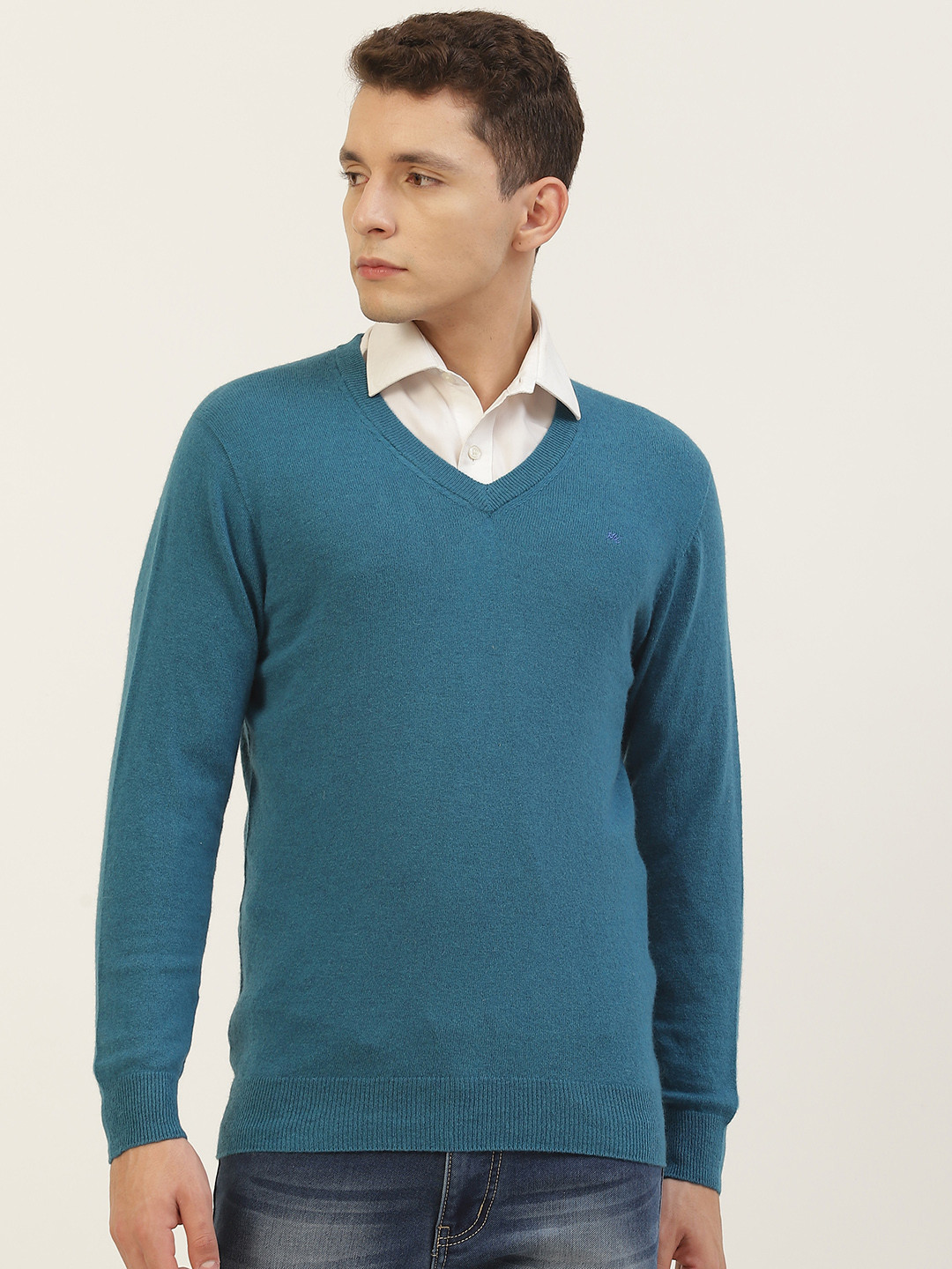 

Monte Carlo Men Teal Blue Solid Pullover