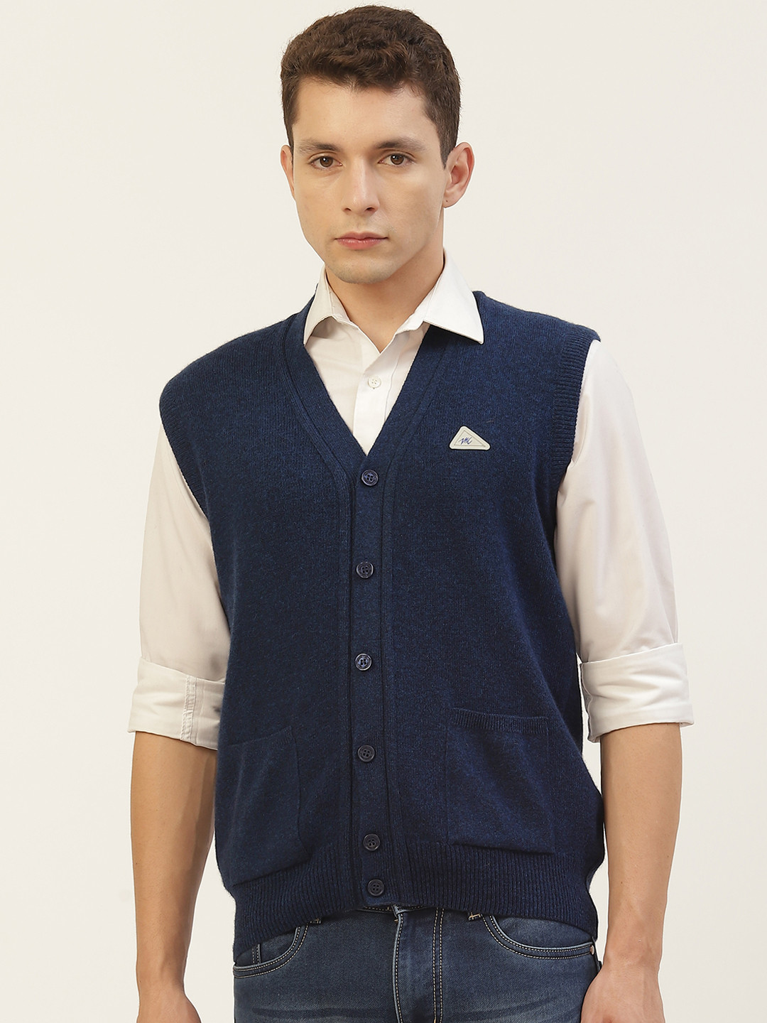 

Monte Carlo Men Navy Blue Solid Cardigan