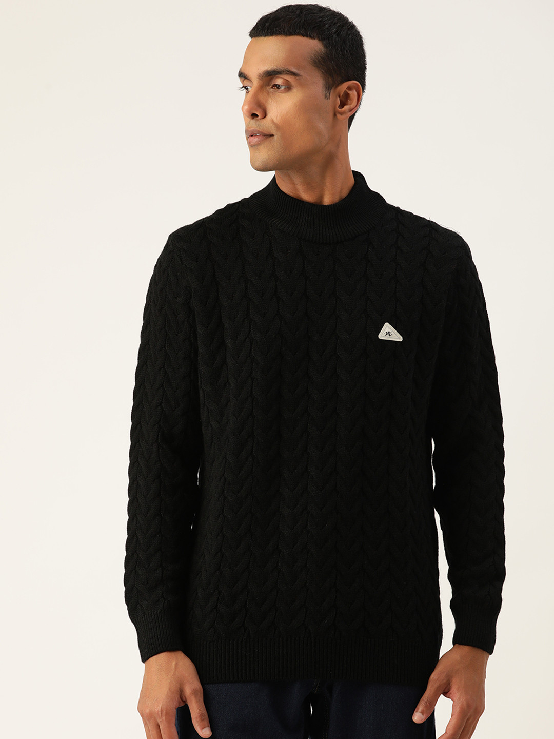 

Monte Carlo Men Black Cable Knit Pullover