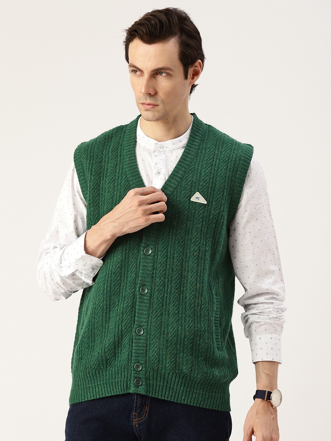 

Monte Carlo Men Green Cable Knit Cardigan