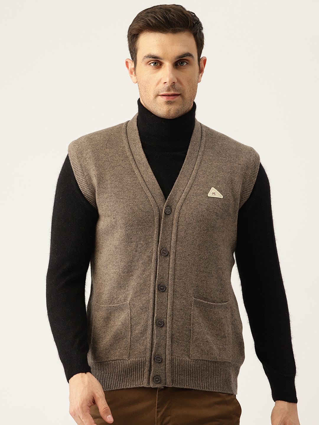 

Monte Carlo Solid Woollen Blend Cardigan, Beige