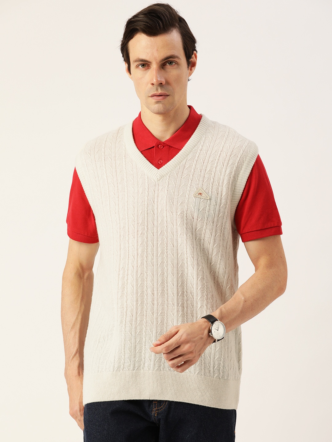 

Monte Carlo Men Off White Striped Sweater Vest