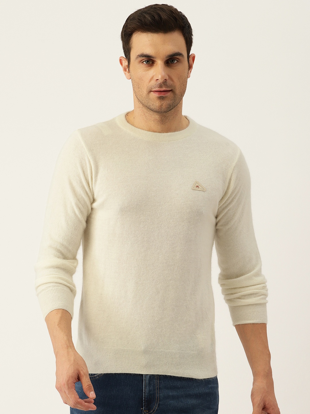

Monte Carlo Men Solid Woollen Blend Pullover, Off white