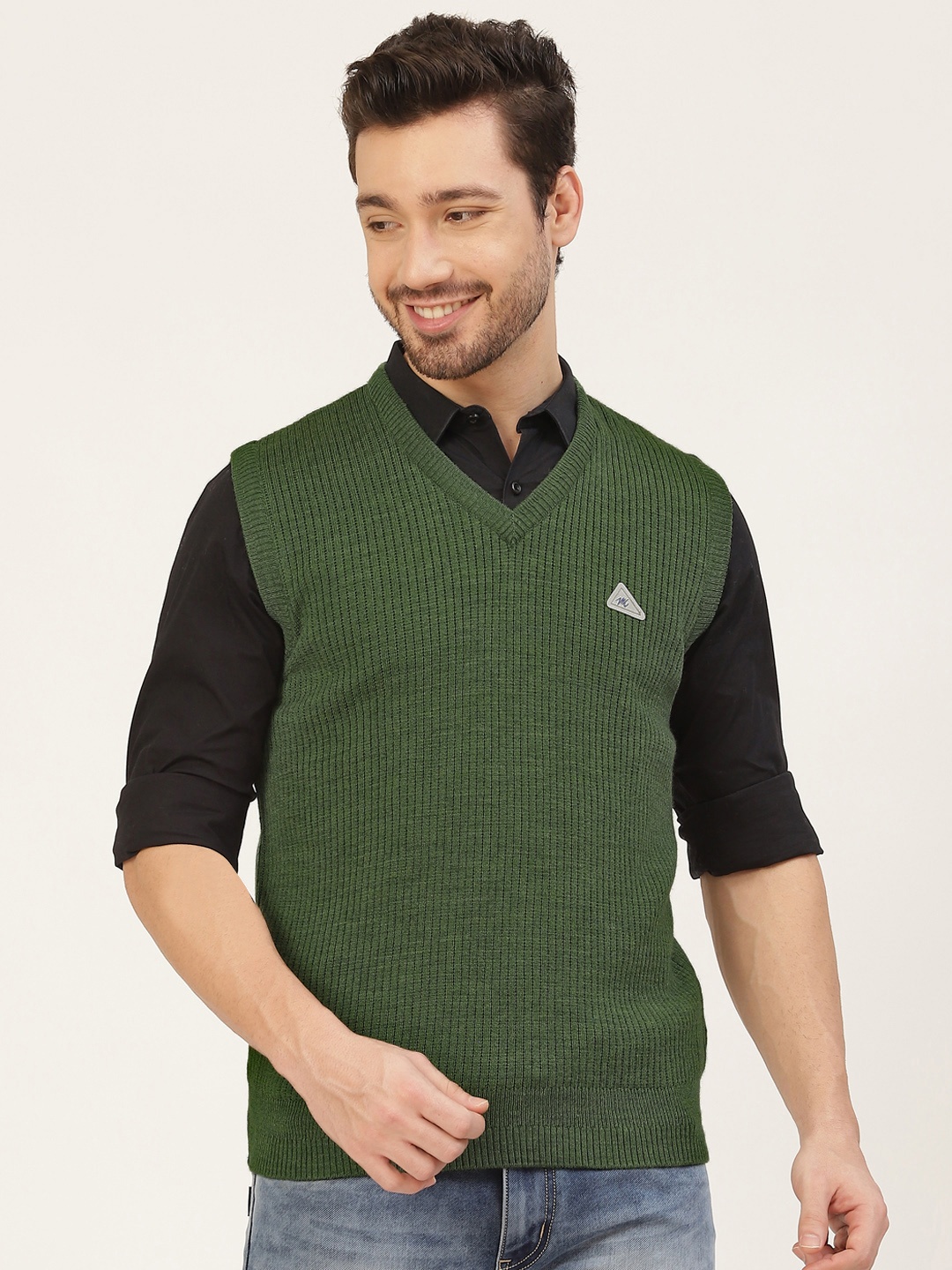 

Monte Carlo Men Green Ribbed Sweater Vest