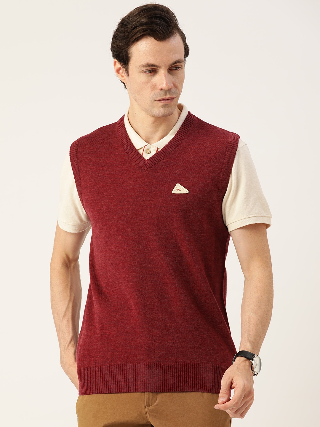 

Monte Carlo Men Maroon Solid Sweater Vest