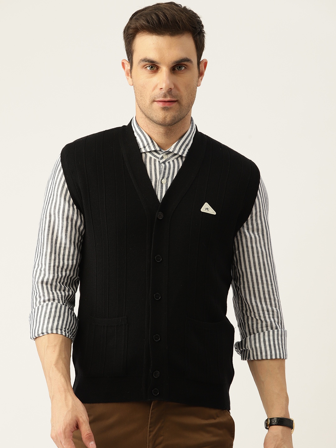 

Monte Carlo Ribbed Woolen Cardigan, Black