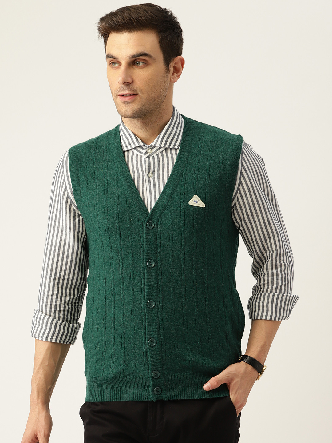 

Monte Carlo V-Neck Sleeveless Cardigan, Green