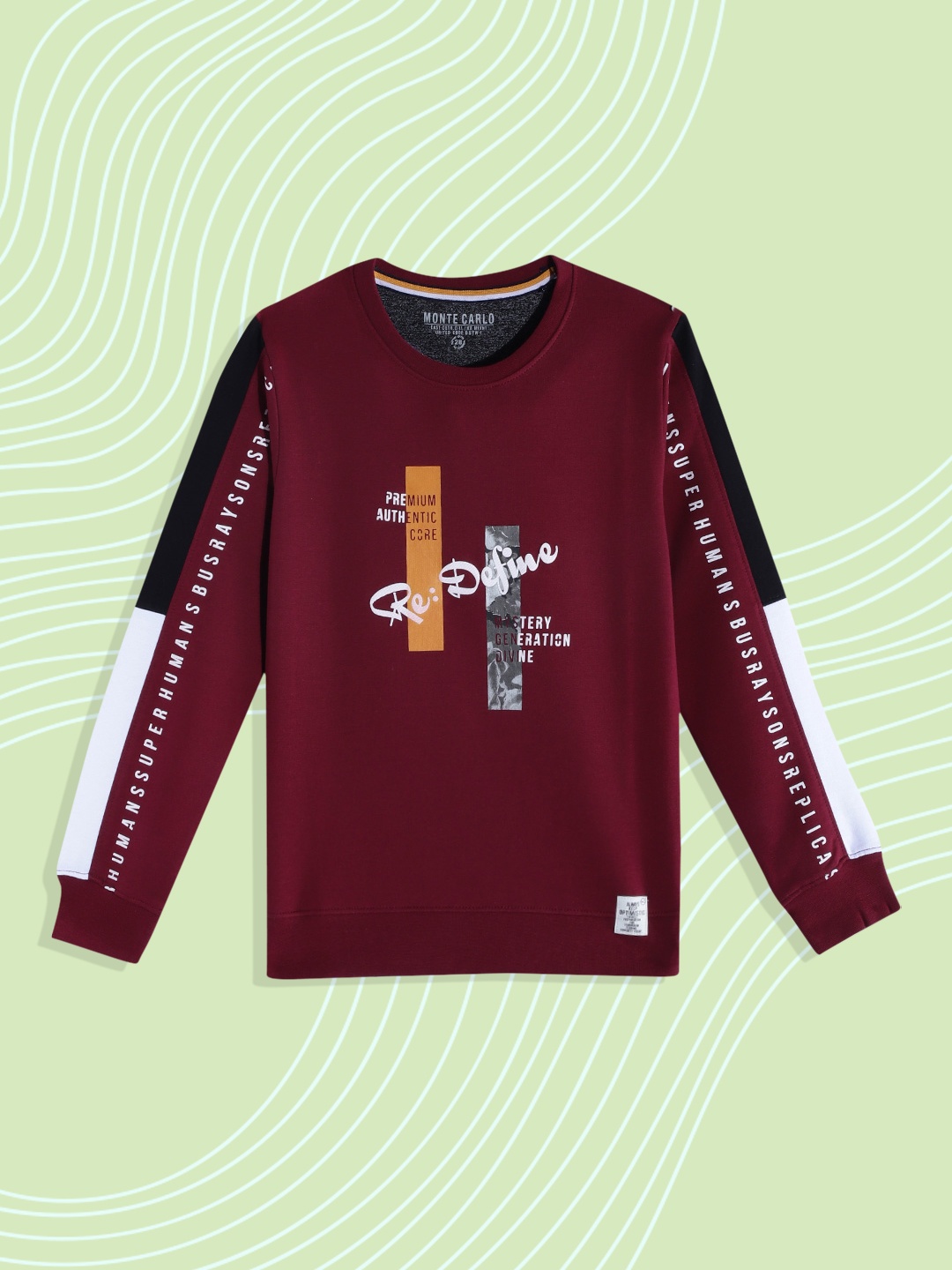 

Monte Carlo Teen Boys Maroon & White Typography Printed Sweatshirt
