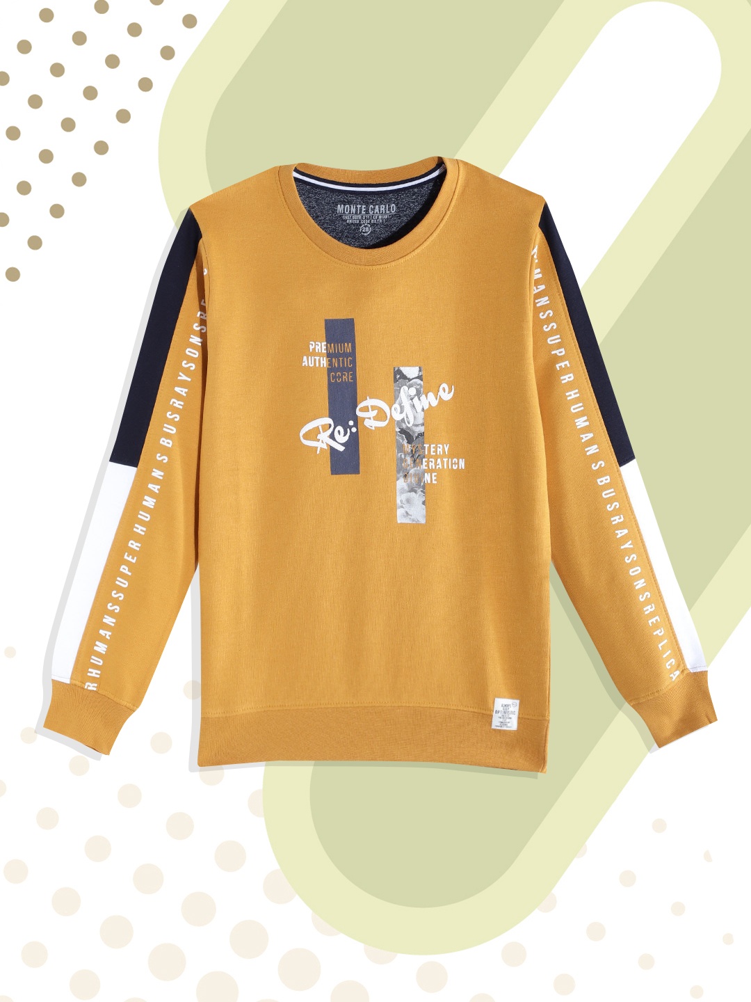 

Monte Carlo Boys Mustard Yellow & White Printed Sweatshirt