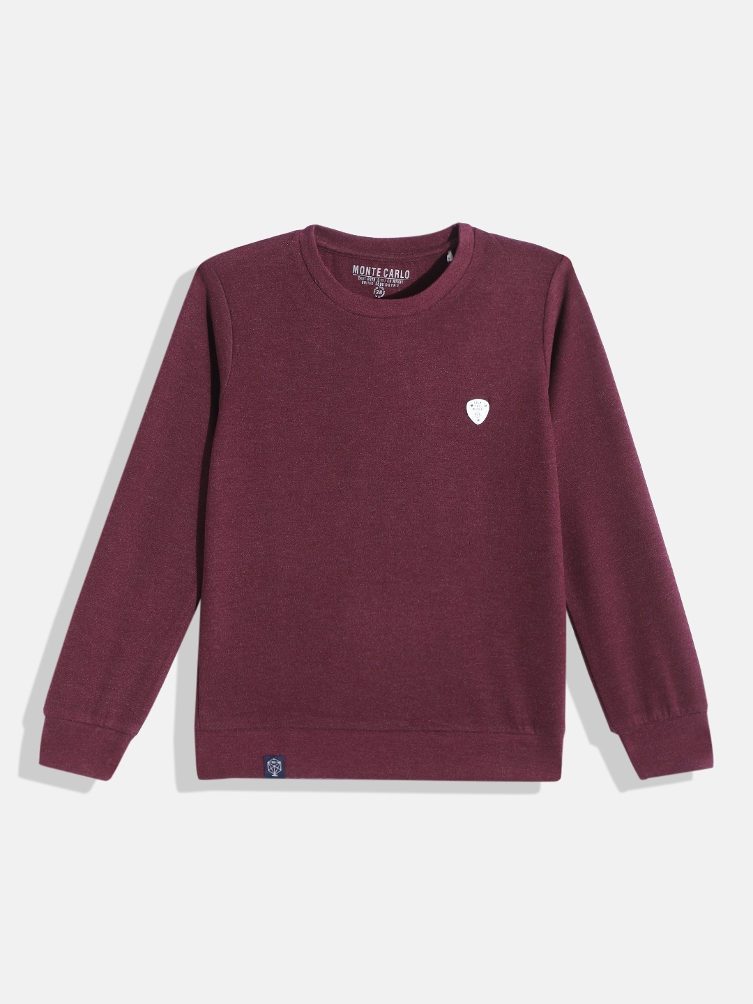 

Monte Carlo Boys Maroon Solid Round Neck Sweatshirt