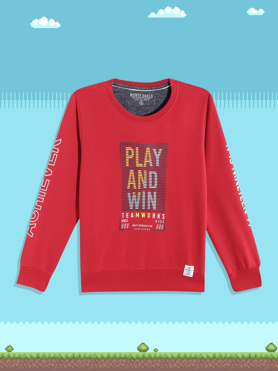 

Monte Carlo Boys Red & Yellow Typography Printed Sweatshirt