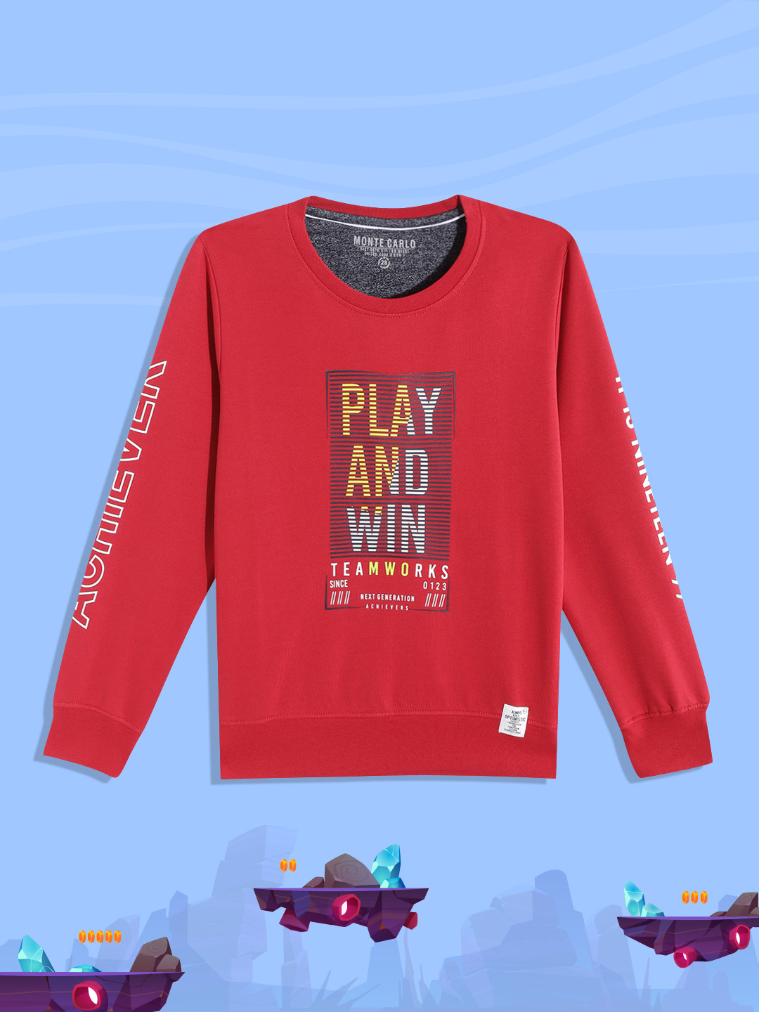 

Monte Carlo Boys Red & Yellow Typography Printed Sweatshirt