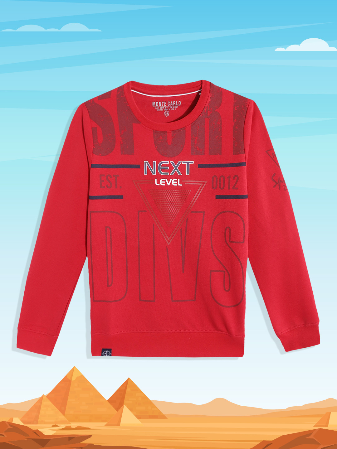 

Monte Carlo Boys Red & Navy Blue Printed Sweatshirt