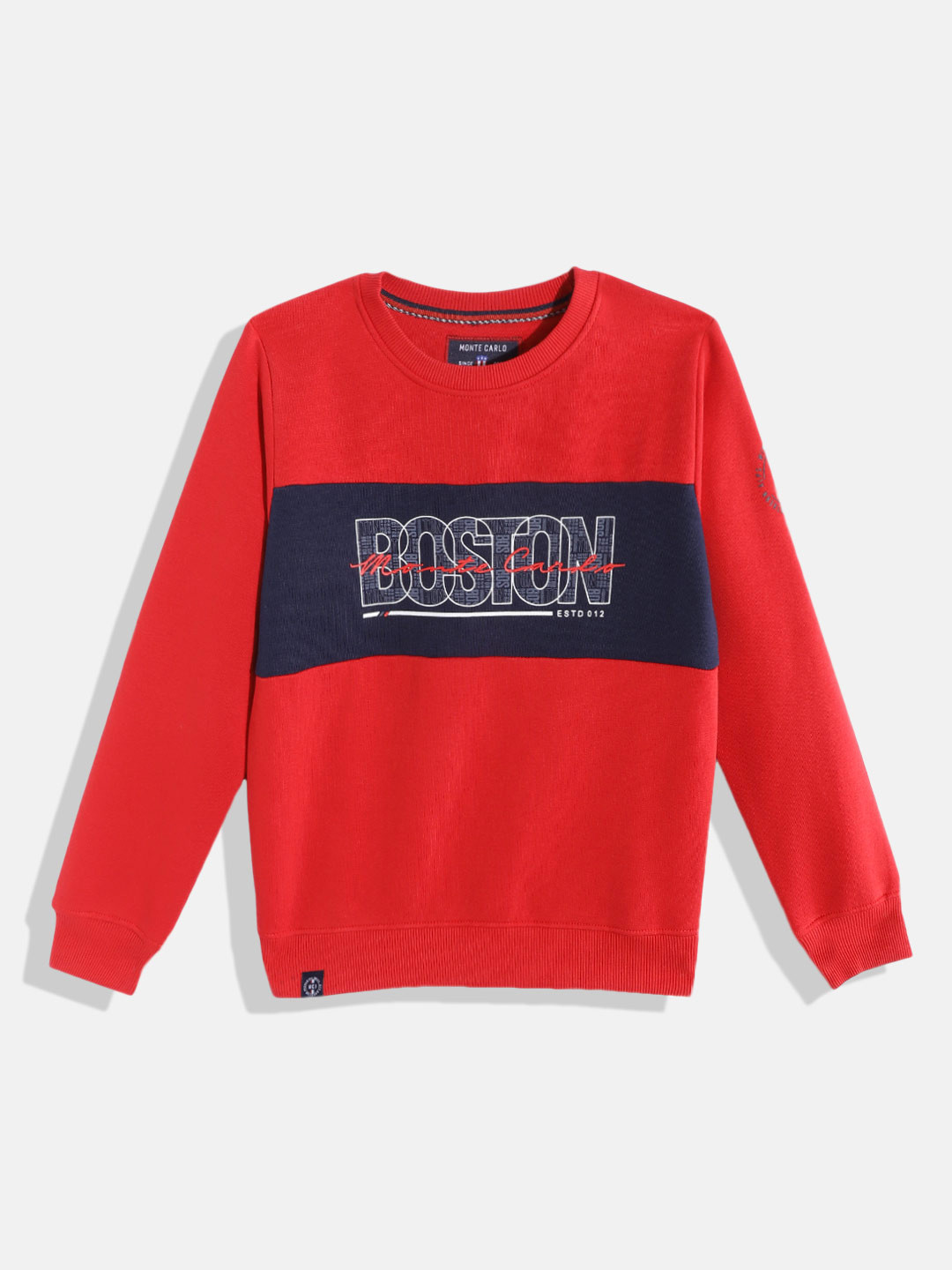 

Monte Carlo Boys Red & Navy Blue Brand Logo Printed Sweatshirt