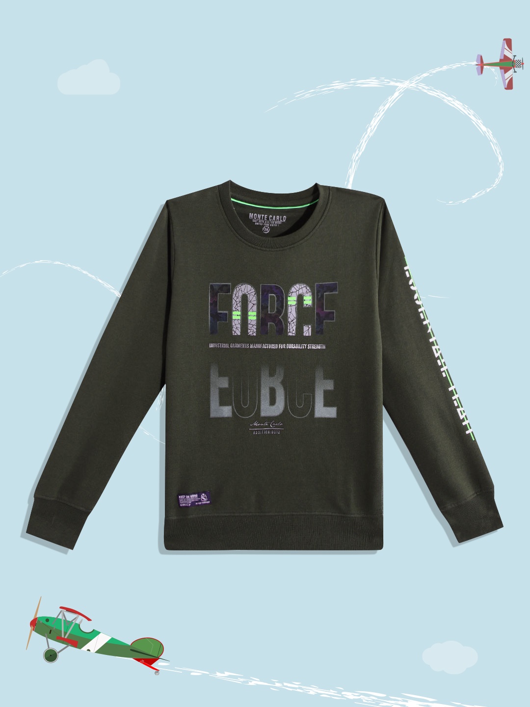 

Monte Carlo Teen Boys Olive Green & Grey Printed Sweatshirt