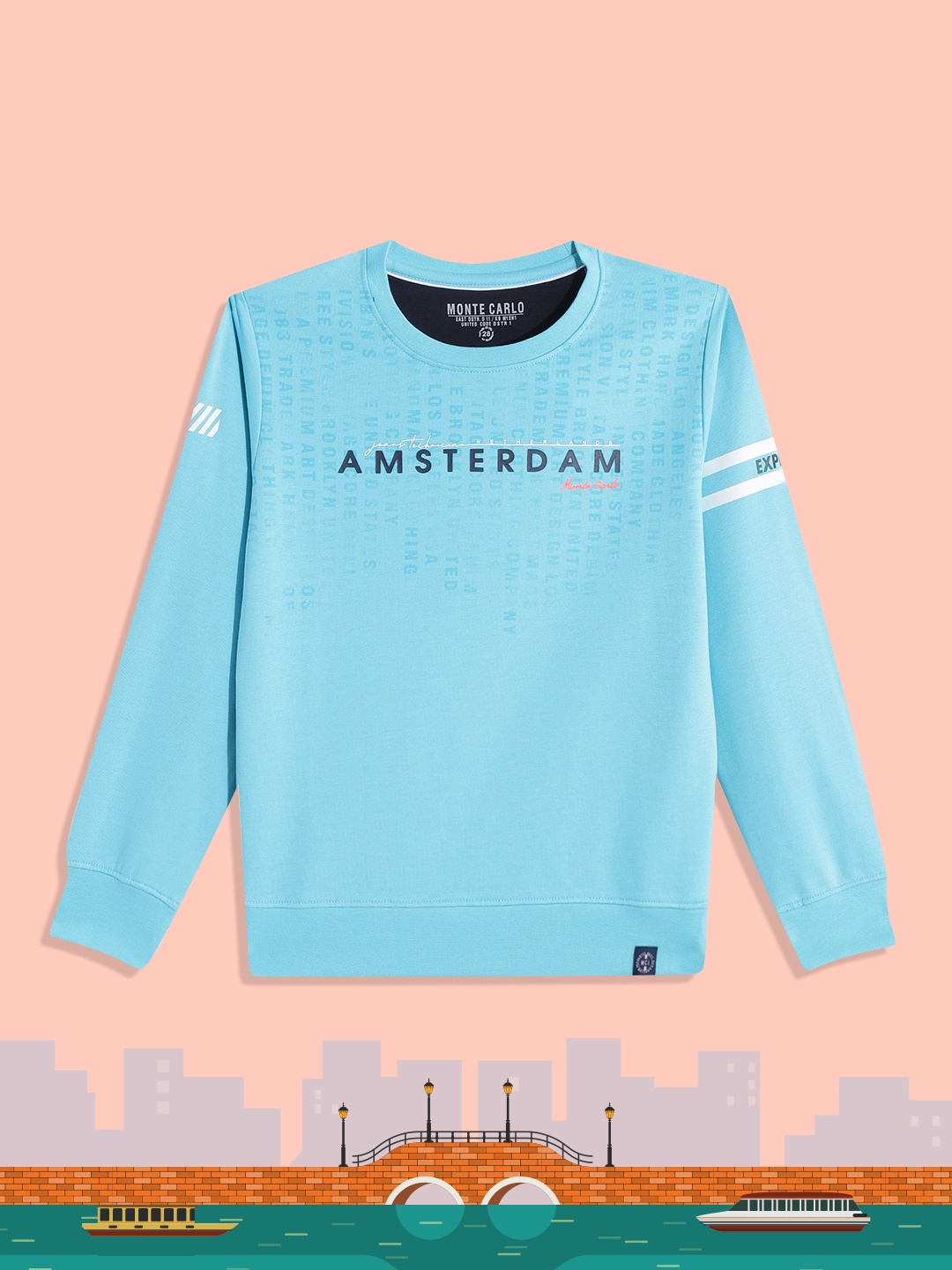 

Monte Carlo Boys Blue Typography Printed Sweatshirt