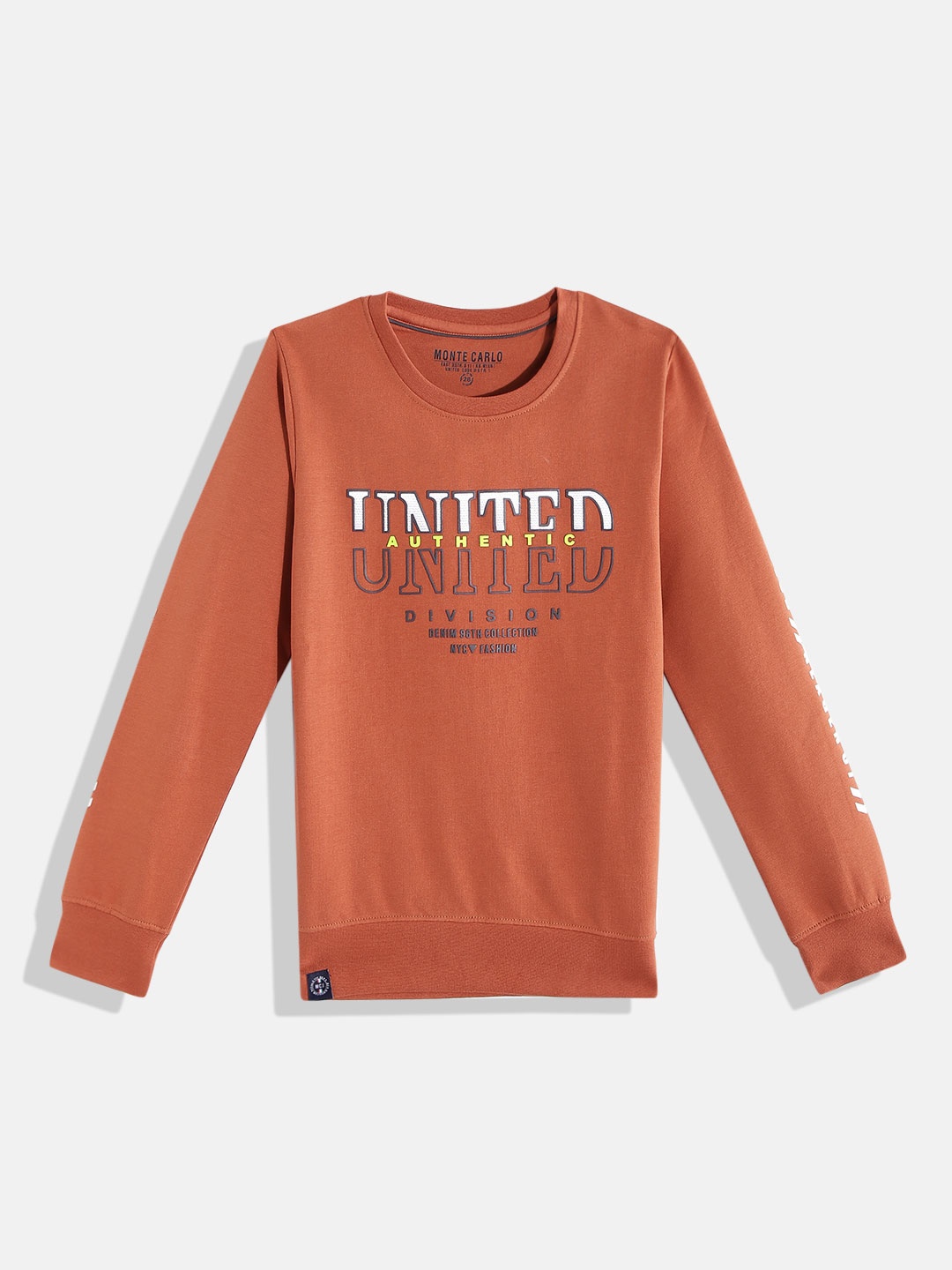 

Monte Carlo Boys Rust Orange & Grey Typography Printed Sweatshirt