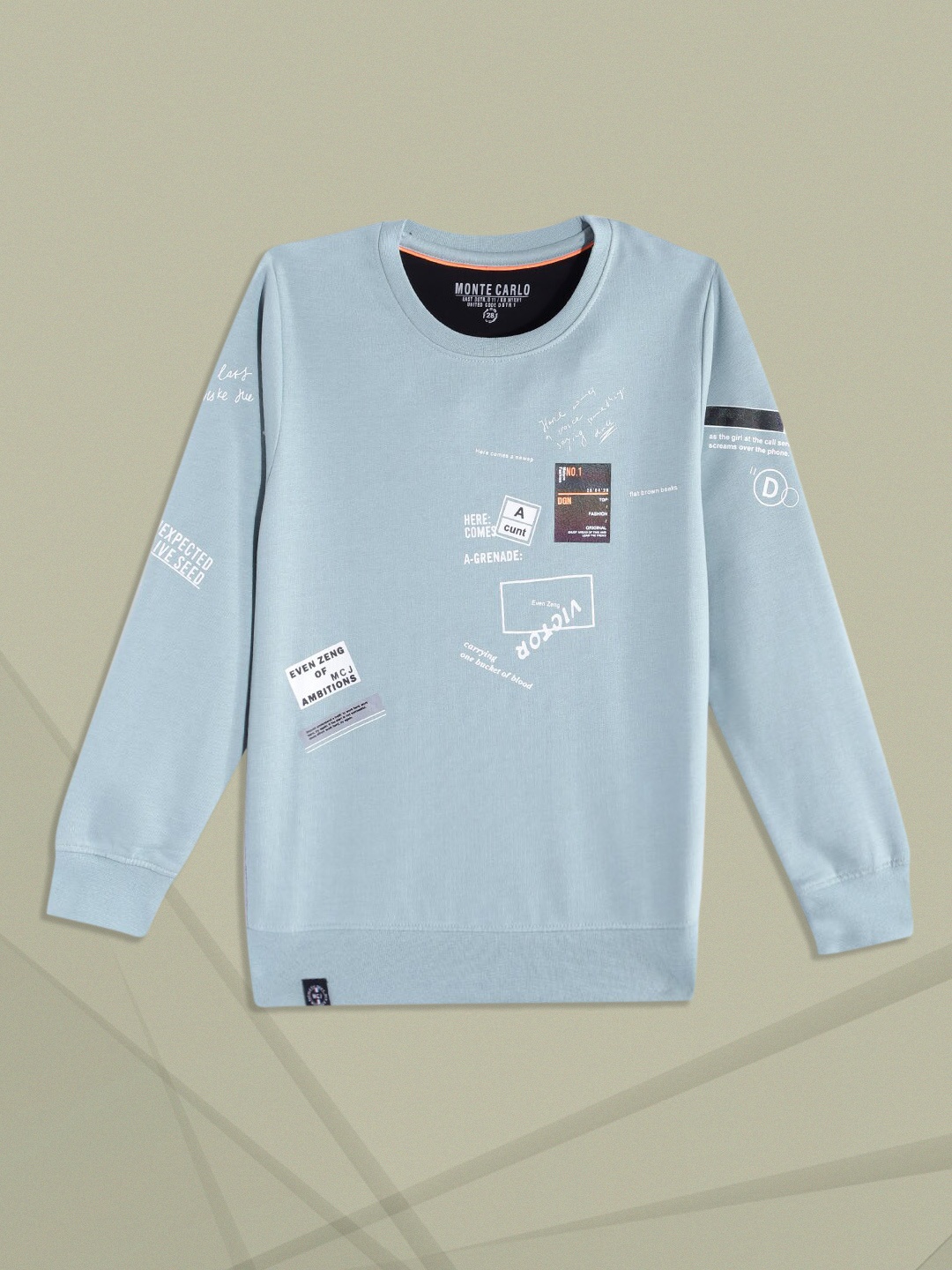 

Monte Carlo Boys Blue & White Graphic Printed Sweatshirt