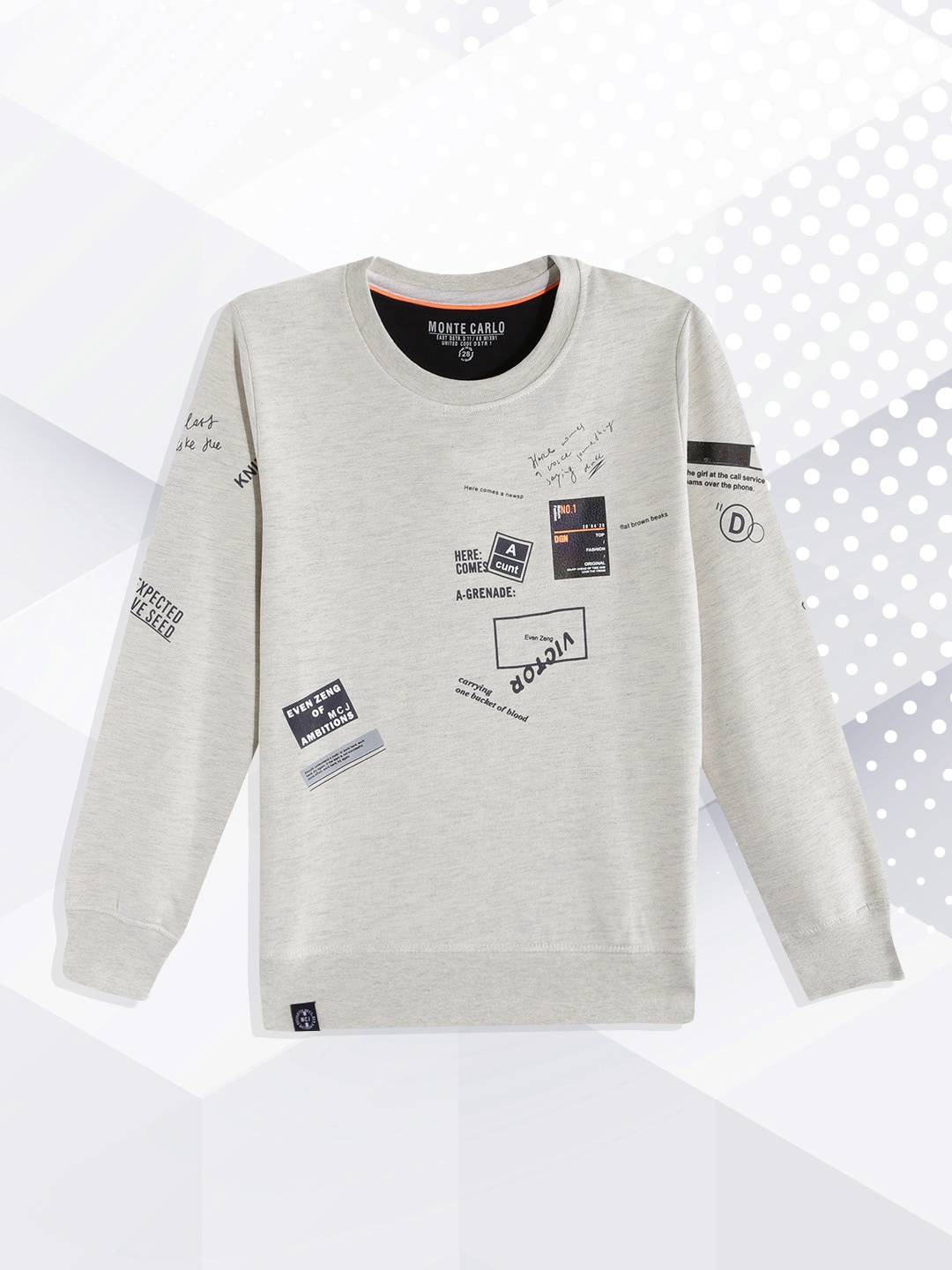 

Monte Carlo Boys Beige & Navy Blue Graphic Printed Sweatshirt