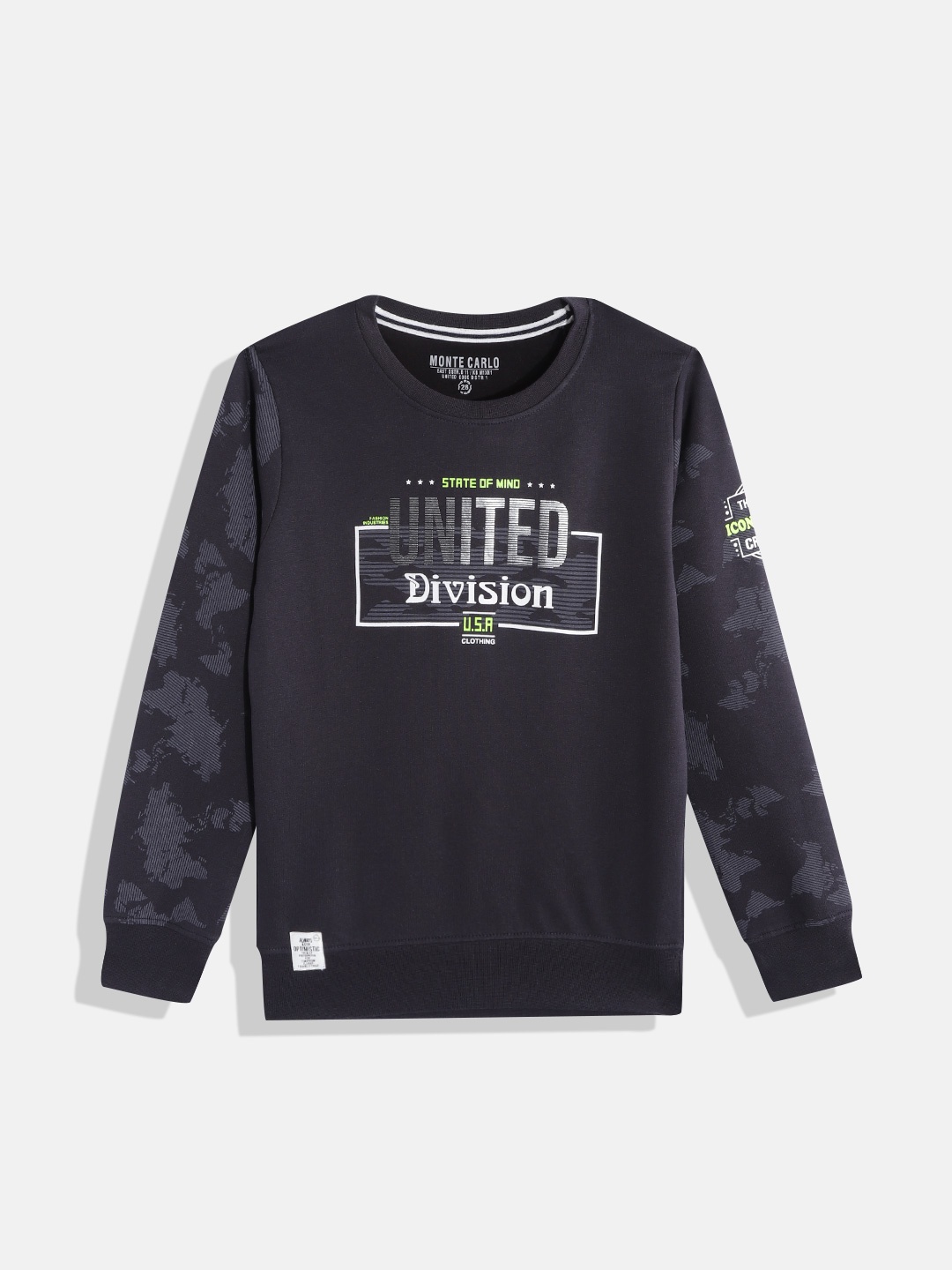 

Monte Carlo Boys Charcoal Grey & Silver-toned Typography Printed Sweatshirt