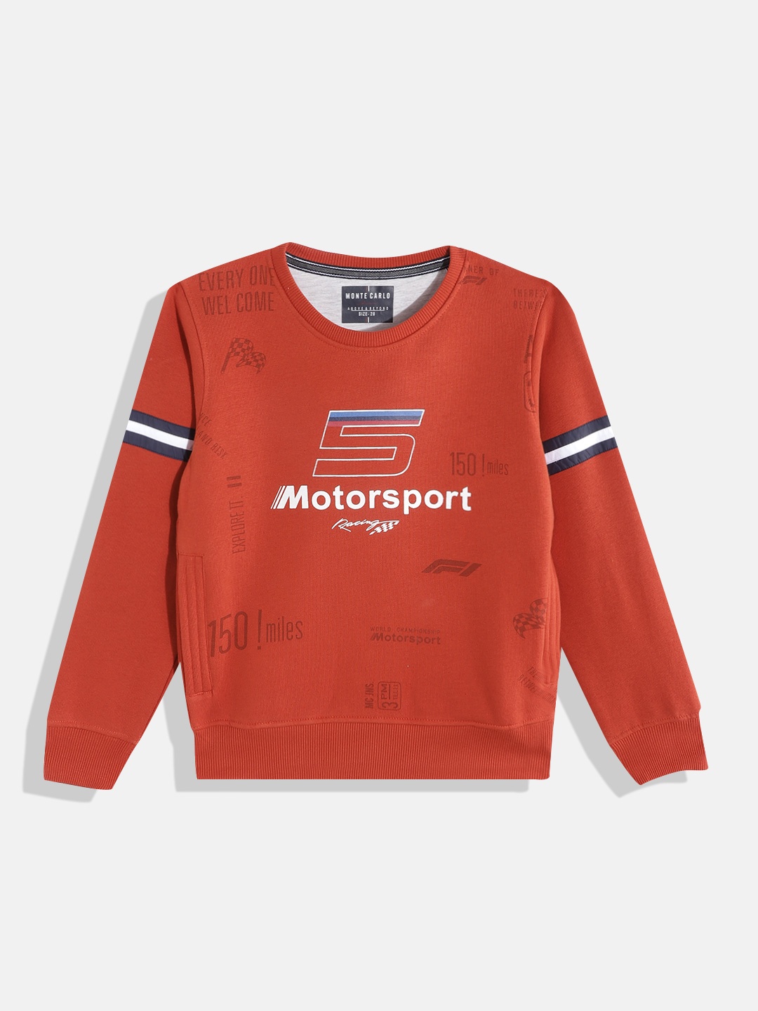

Monte Carlo Boys Rust Orange & White Typography Printed Sweatshirt
