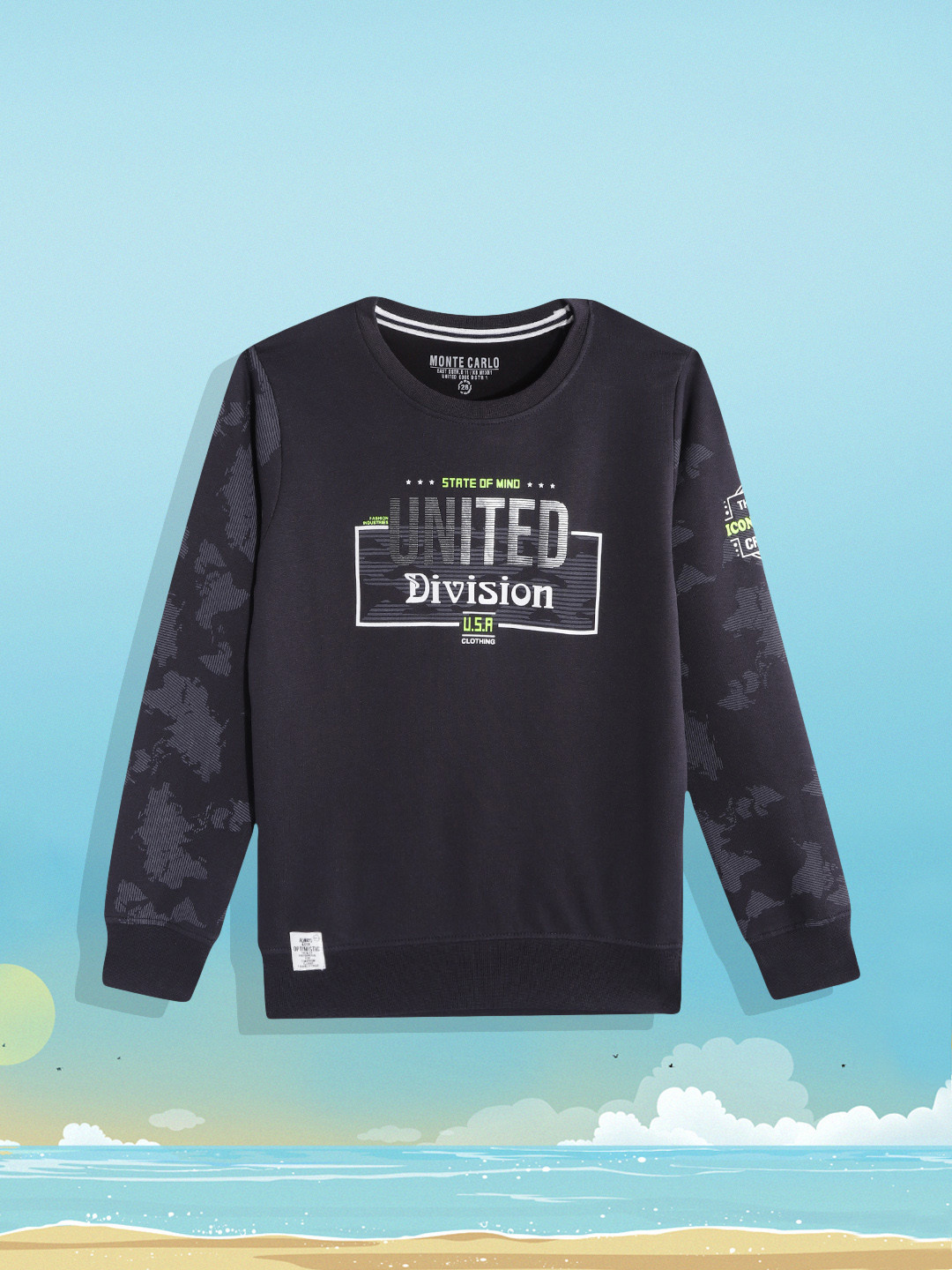 

Monte Carlo Boys Charcoal Grey & Silver-toned Typography Printed Sweatshirt