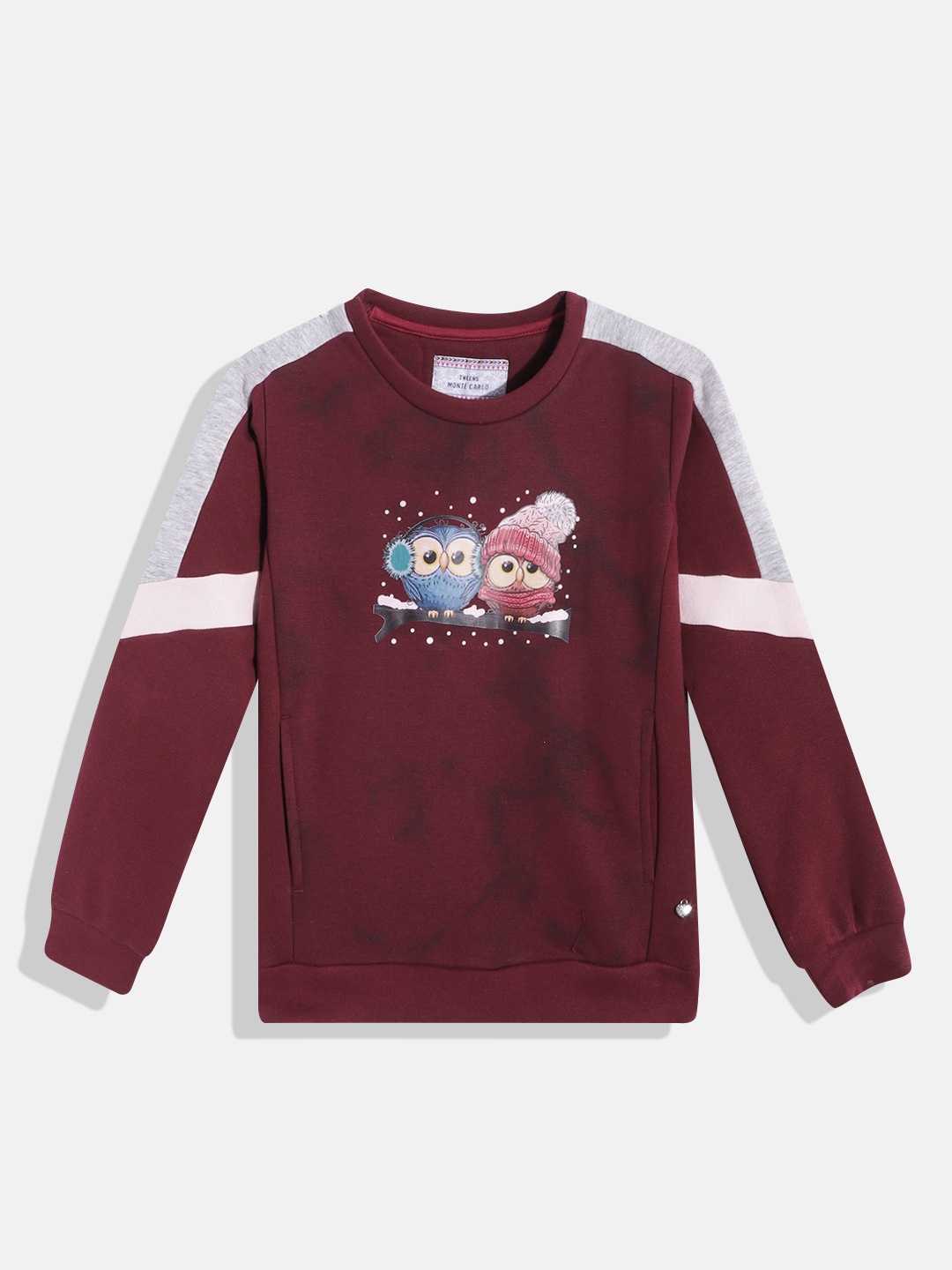 

Monte Carlo Girls Maroon & Blue Graphic Printed Sweatshirt