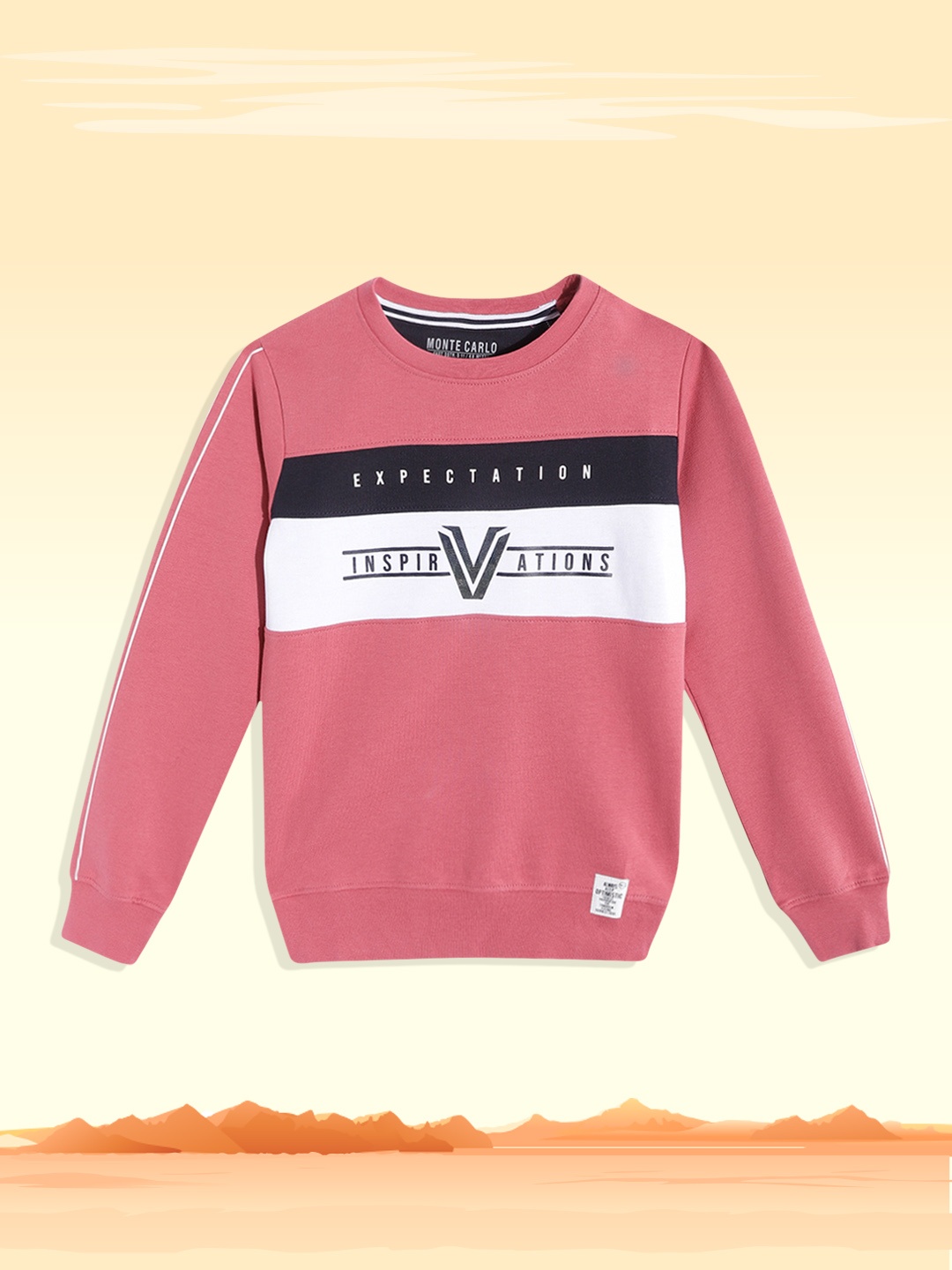 

Monte Carlo Boys Pink & White Colourblcoked & Printed Sweatshirt