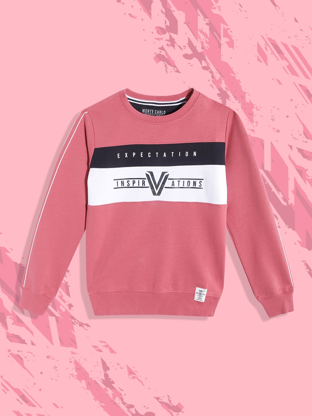 

Monte Carlo Boys Pink & White Colourblcoked & Printed Sweatshirt
