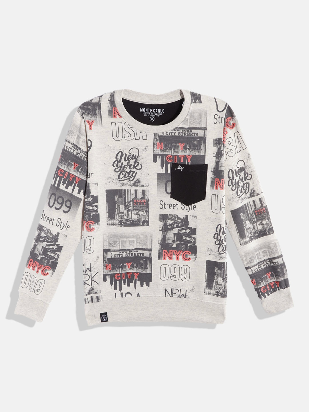 

Monte Carlo Boys Beige & Grey Graphic Printed Sweatshirt
