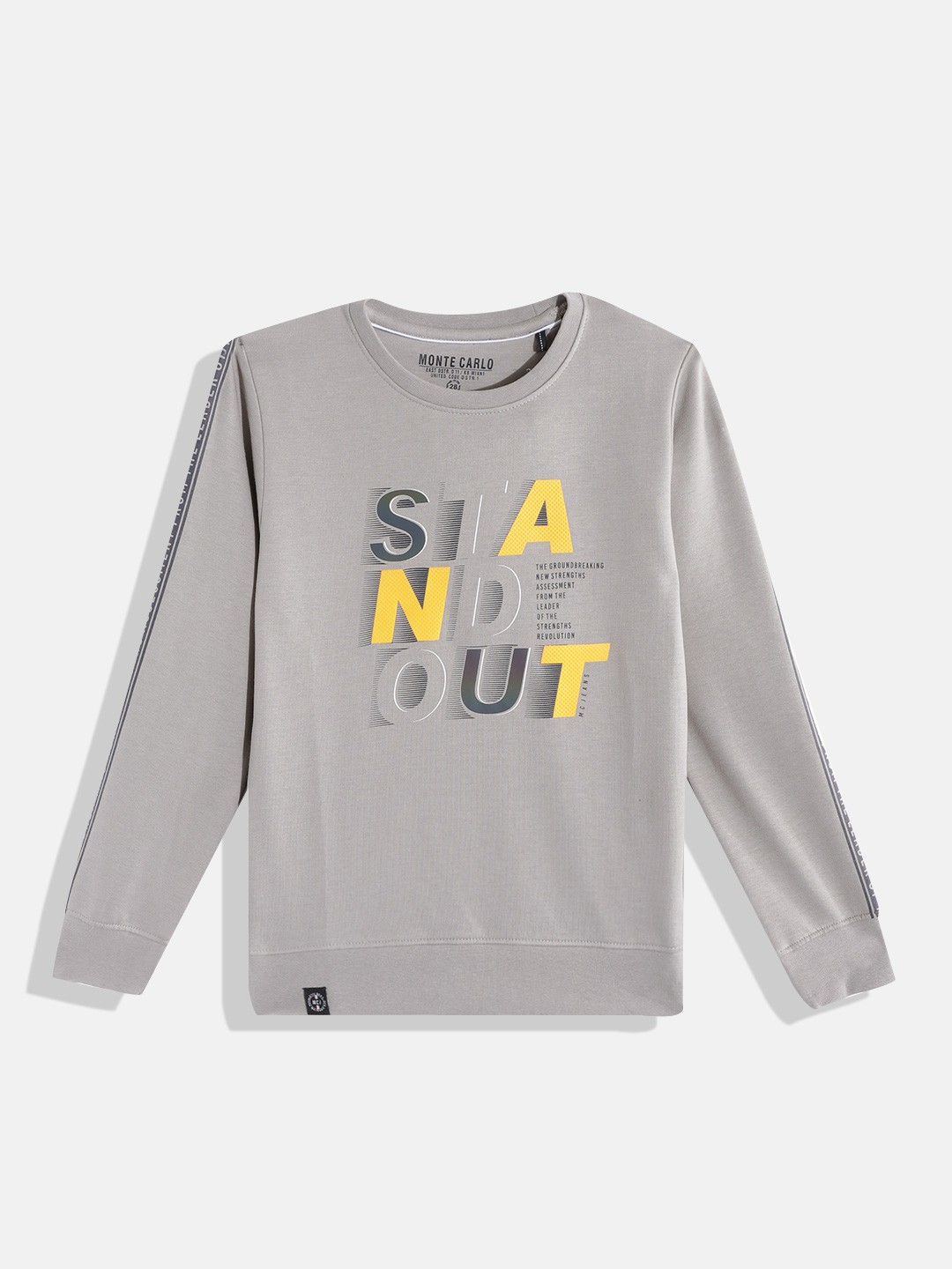 

Monte Carlo Boys Grey & Yellow Typography Printed Sweatshirt