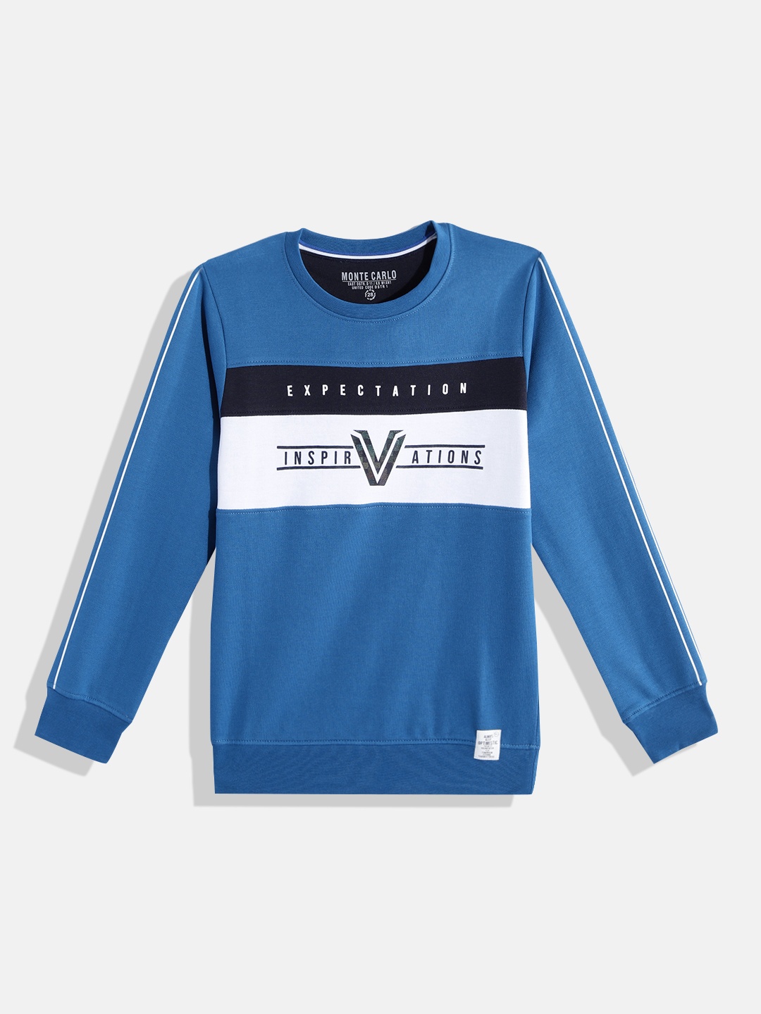 

Monte Carlo Boys Blue & White Colourblocked & Printed Sweatshirt